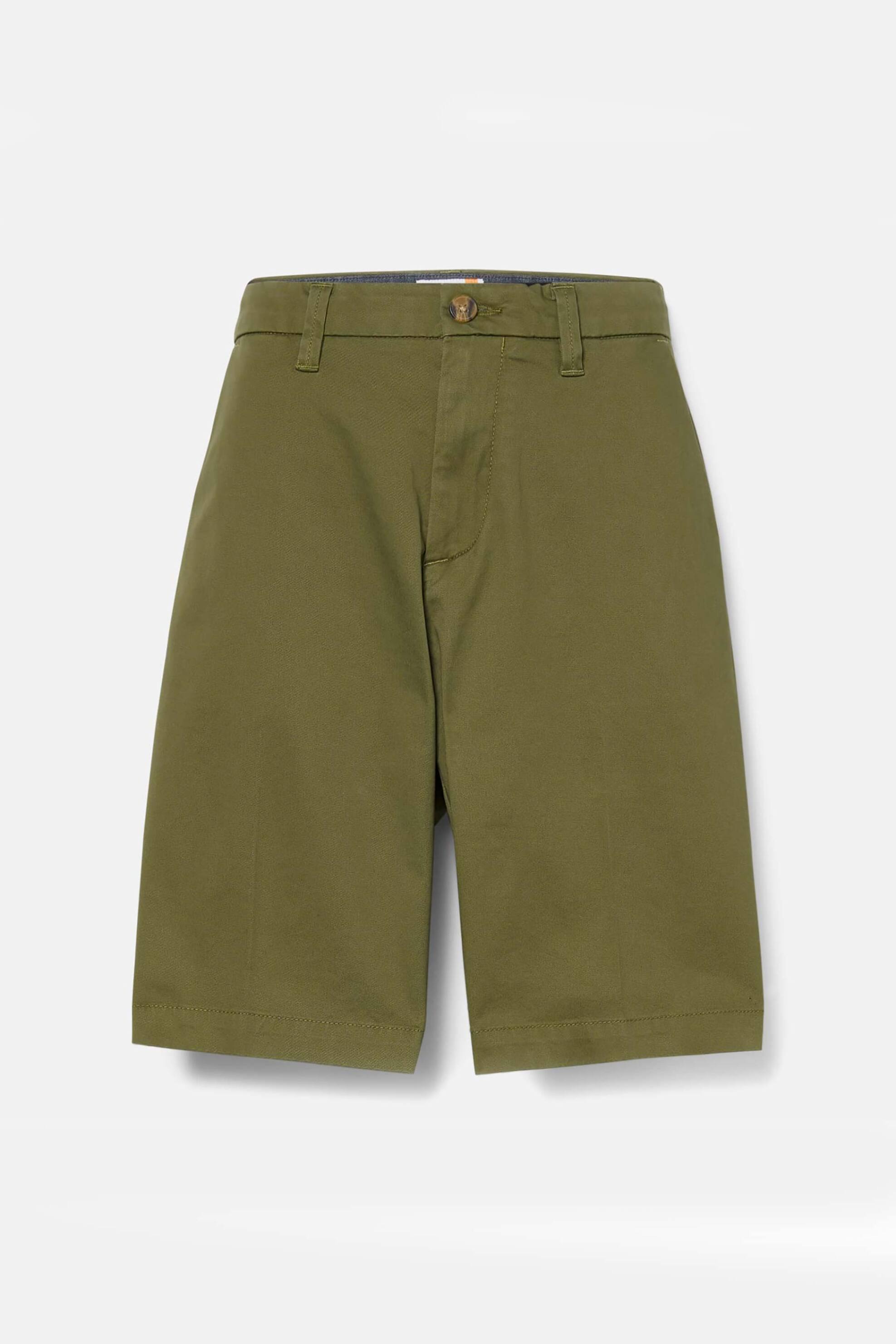 Timberland Ανδρική Chino Βερμούδα Μονόχρωμη με Τσέπες Και Logo Patch Πίσω - Tb0A2Dfmeg51 Λαδί