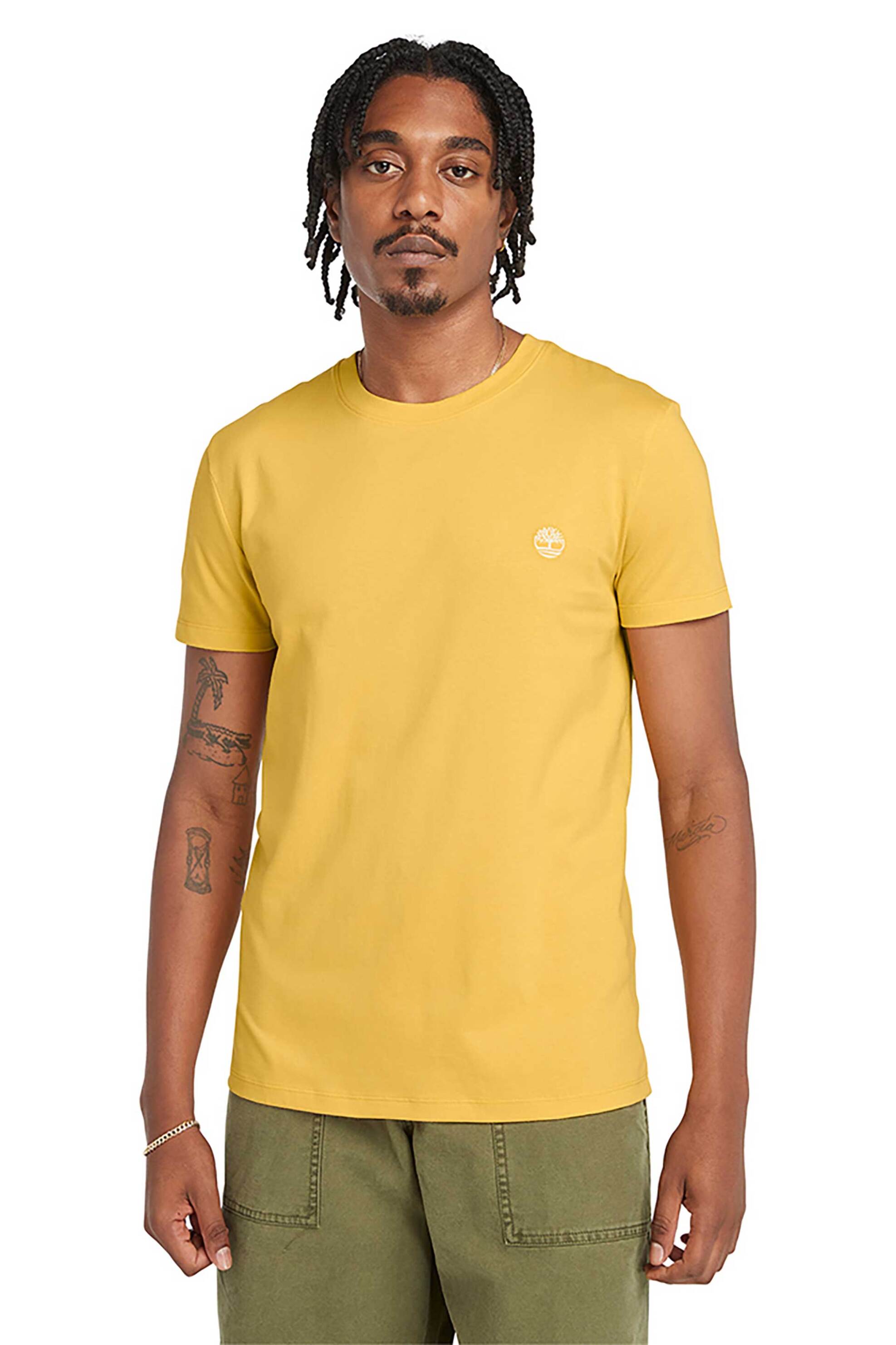 Ανδρική Μόδα > Ανδρικά Ρούχα > Ανδρικές Μπλούζες > Ανδρικά T-Shirts Timberland ανδρικό T-shirt με λογότυπο Slim Fit "Ss Dunstan River" - TB0A2BPREG41 Κίτρινο