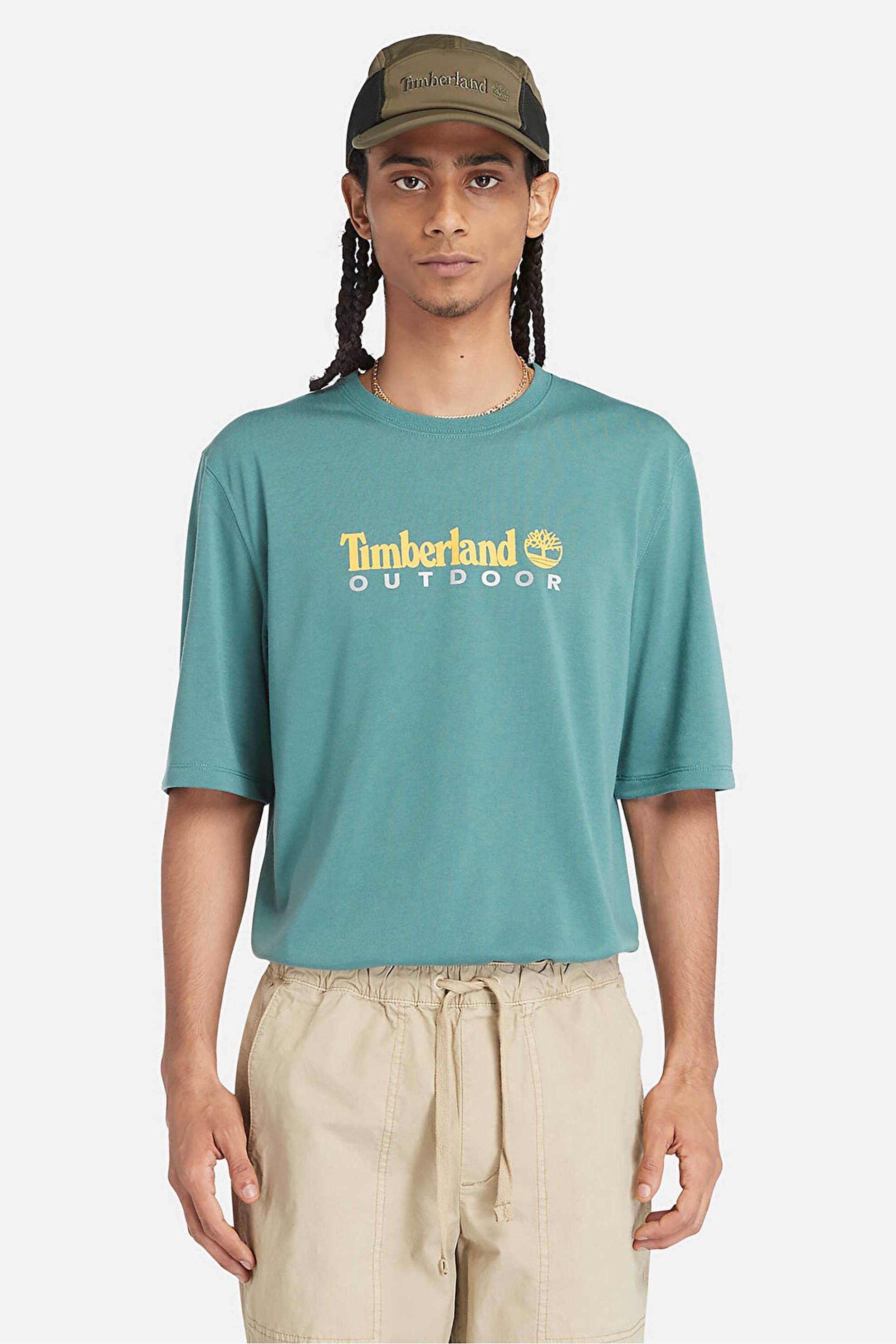 Ανδρική Μόδα > Ανδρικά Ρούχα > Ανδρικές Μπλούζες > Ανδρικά T-Shirts Timberland ανδρικό T-shirt με logo print Regular Fit "UV Protection" - TB0A5SFXCL61 Πράσινο