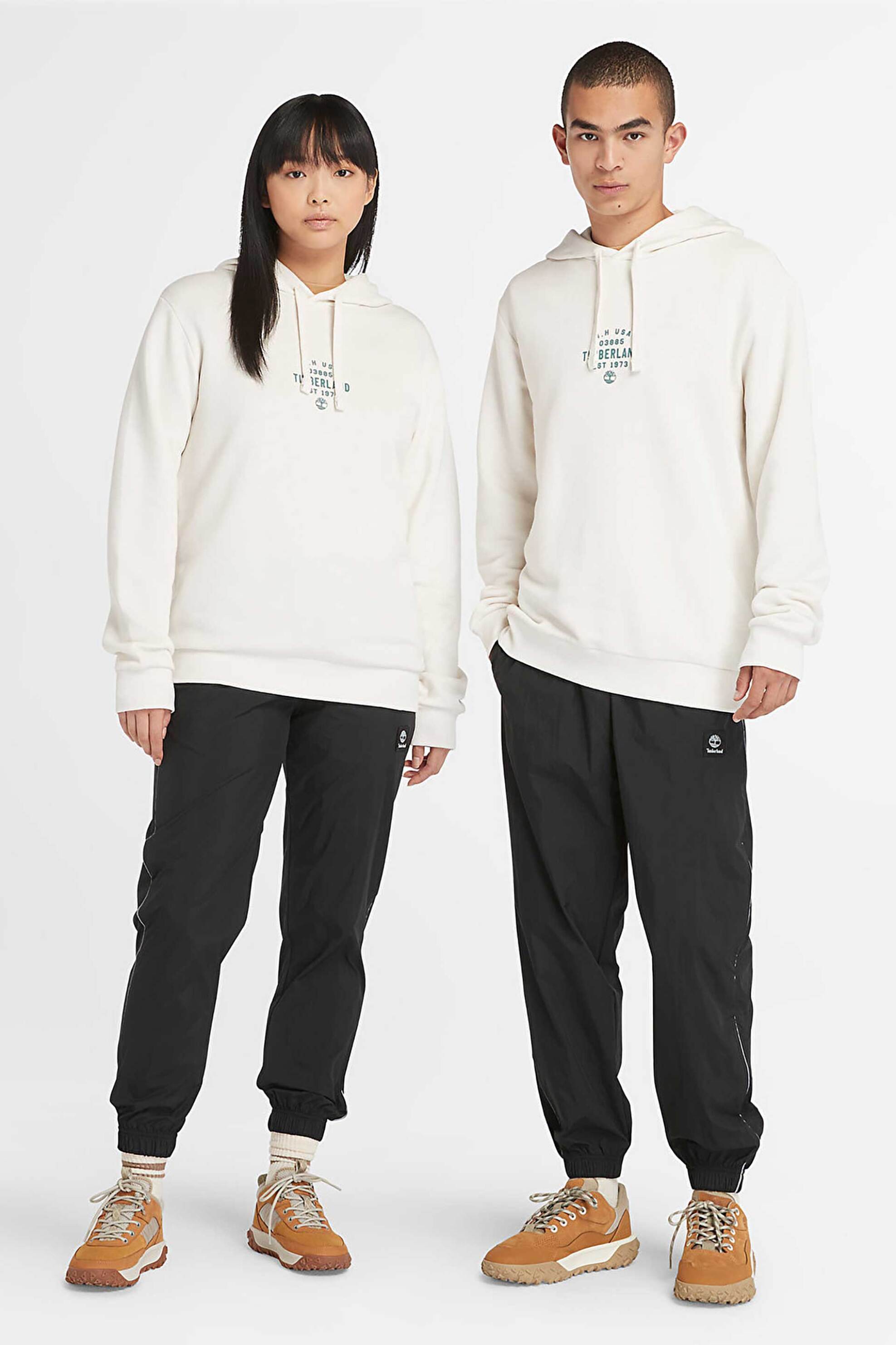 Timberland unisex μπλούζα φούτερ με κουκούλα Regular Fit "Front Graphic" - TB0A5U8YCM91 Λευκό