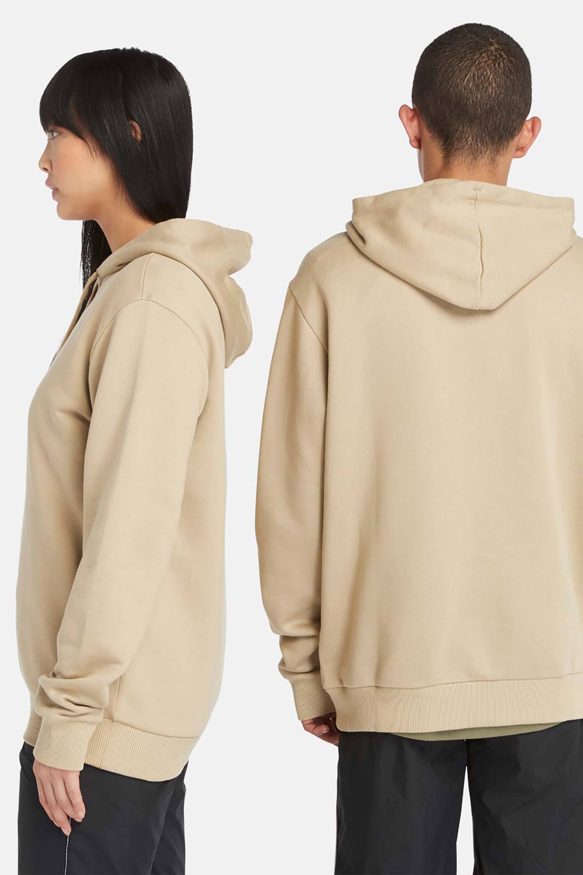 Timberland Unisex Μπλούζα Φούτερ Μονόχρωμη με Contrast Logo Print Και Κουκούλα - Tb0A5U8Ydh41 Μπεζ