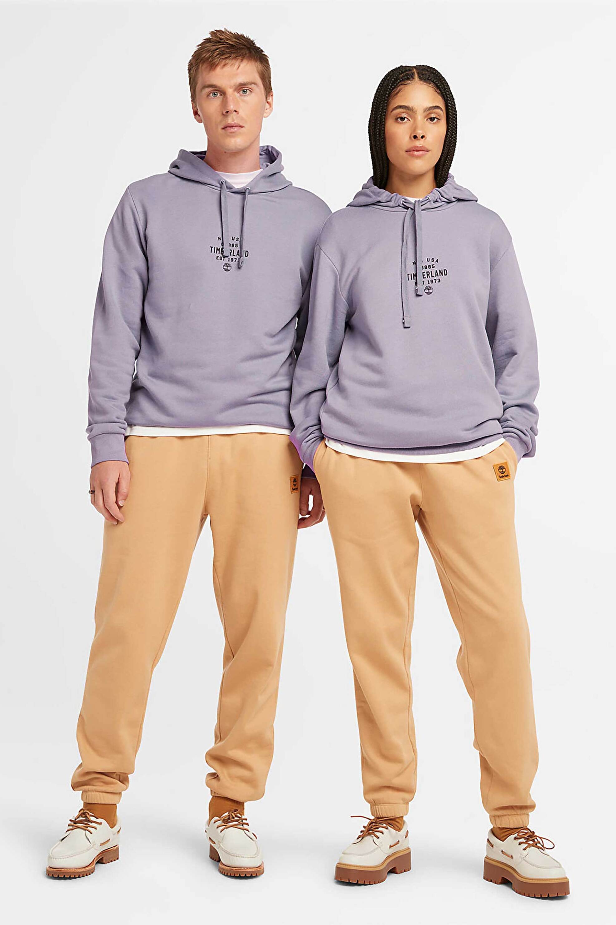 Timberland unisex μπλούζα φούτερ με κουκούλα Regular Fit "Front Graphic" - TB0A5U8YEG71 Λιλά