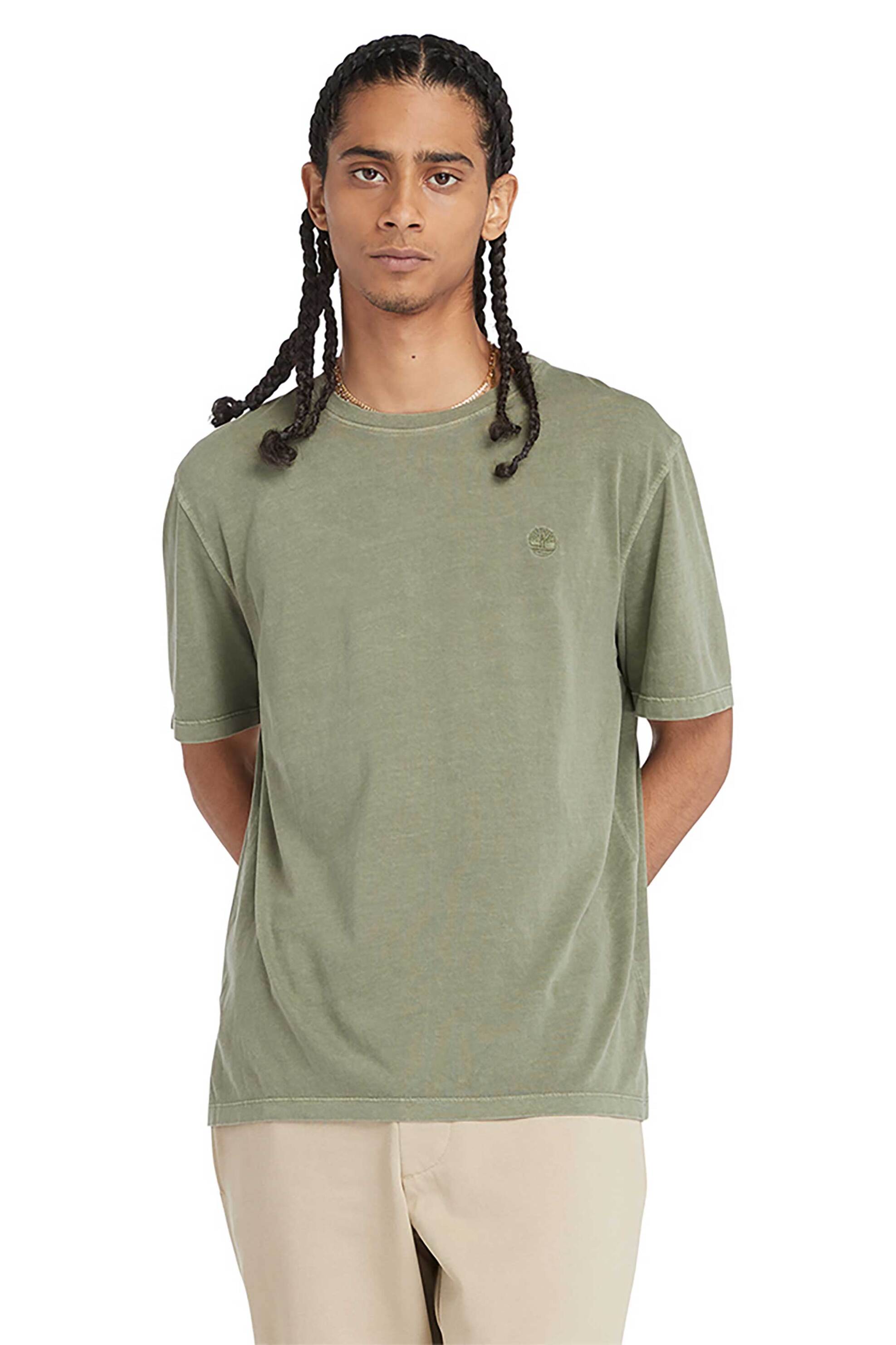Ανδρική Μόδα > Ανδρικά Ρούχα > Ανδρικές Μπλούζες > Ανδρικά T-Shirts Timberland ανδρικό T-shirt Authentic Fit "Dunstan Garment Dye" - TB0A5YAY5901 Λαδί