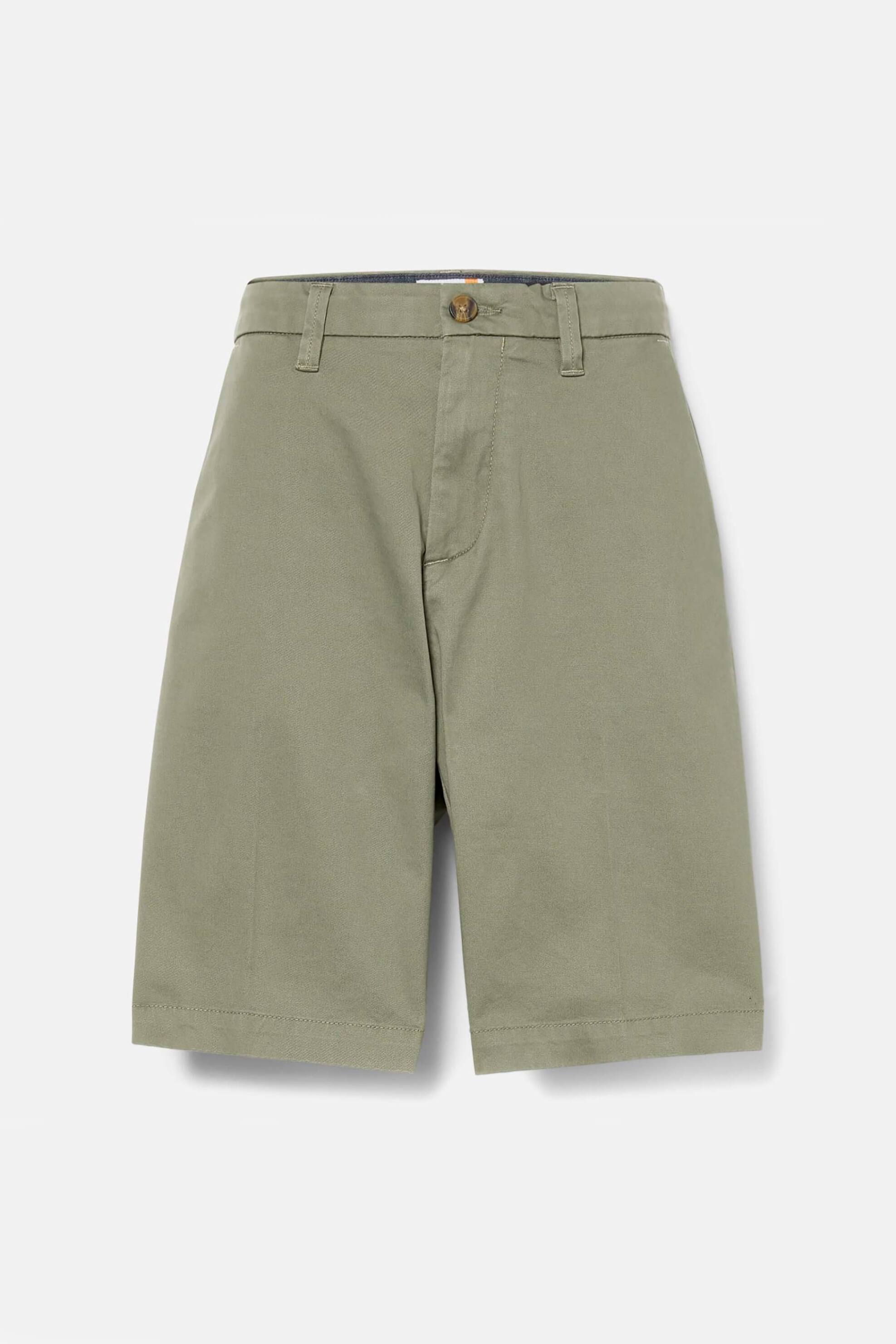 Timberland Ανδρική Chino Βερμούδα Μονόχρωμη με Τσέπες Και Logo Patch Πίσω - Tb0A2Dfm5901 Λαδί