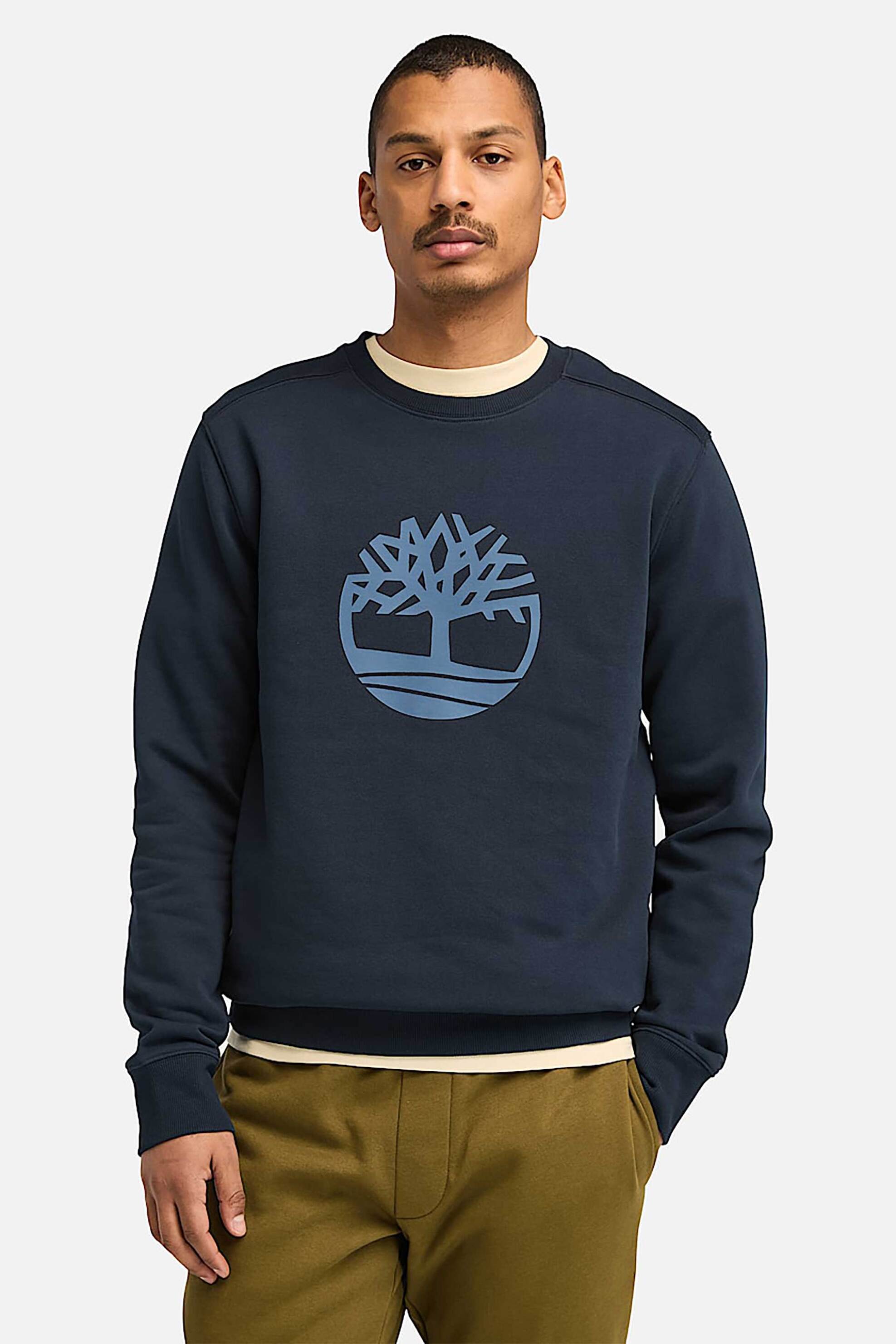 Timberland ανδρική μπλούζα φούτερ με logo print - TB0A2BJ84331 Μπλε Σκούρο