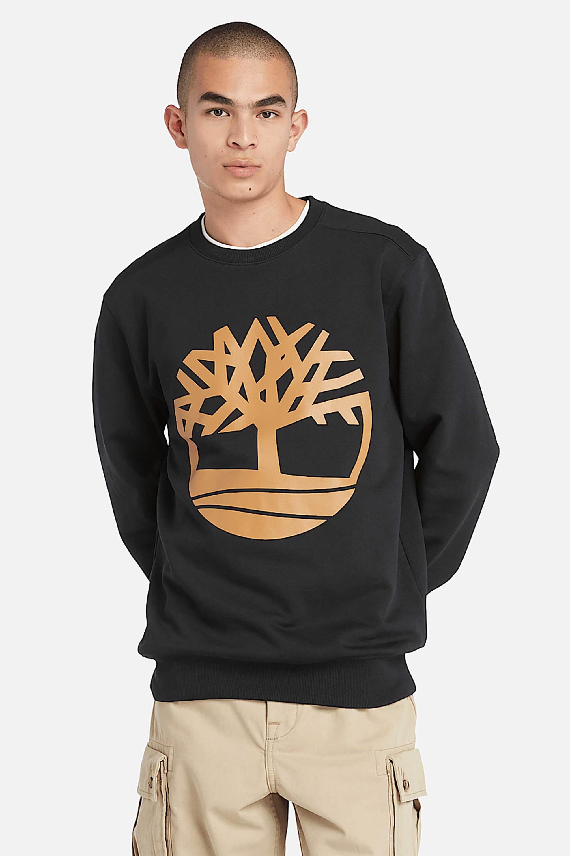 Timberland ανδρική μπλούζα φούτερ με logo print - TB0A2BJ8P561 Μαύρο