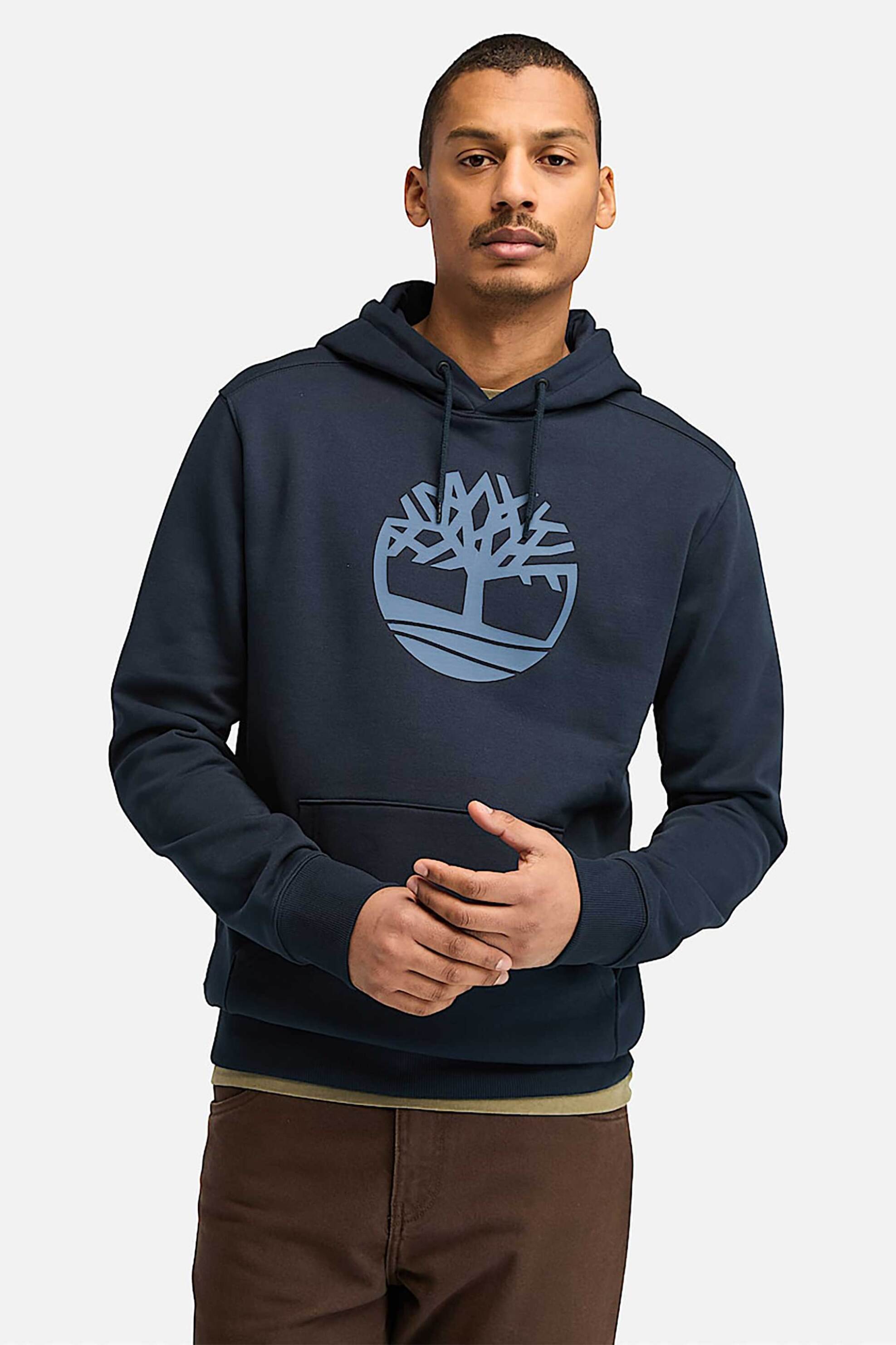 Timberland ανδρική μπλούζα φούτερ με κουκούλα και logo print - TB0A2BJH4331 Μπλε Σκούρο