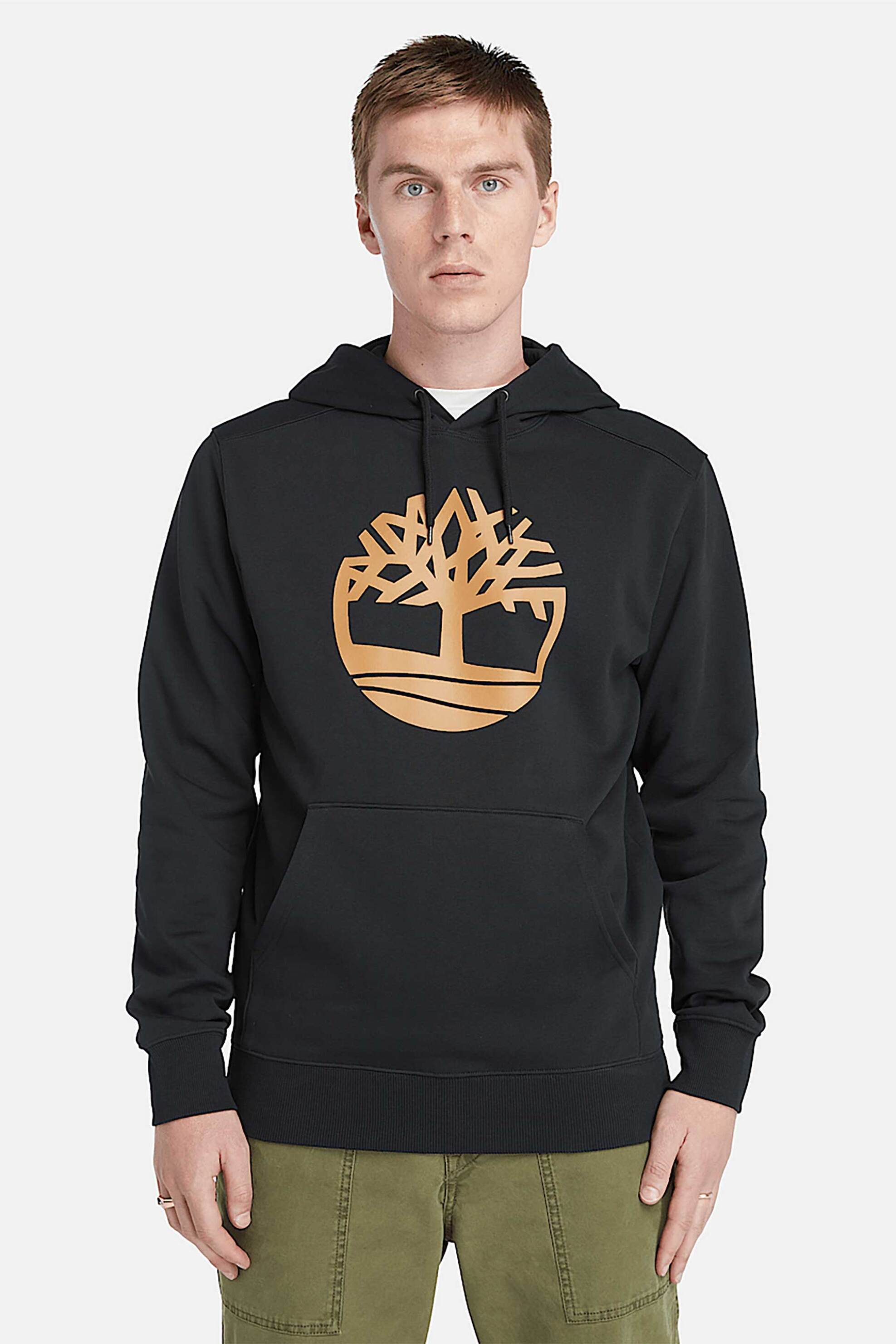 Timberland ανδρική μπλούζα φούτερ με κουκούλα και logo print - TB0A2BJHP561 Μαύρο