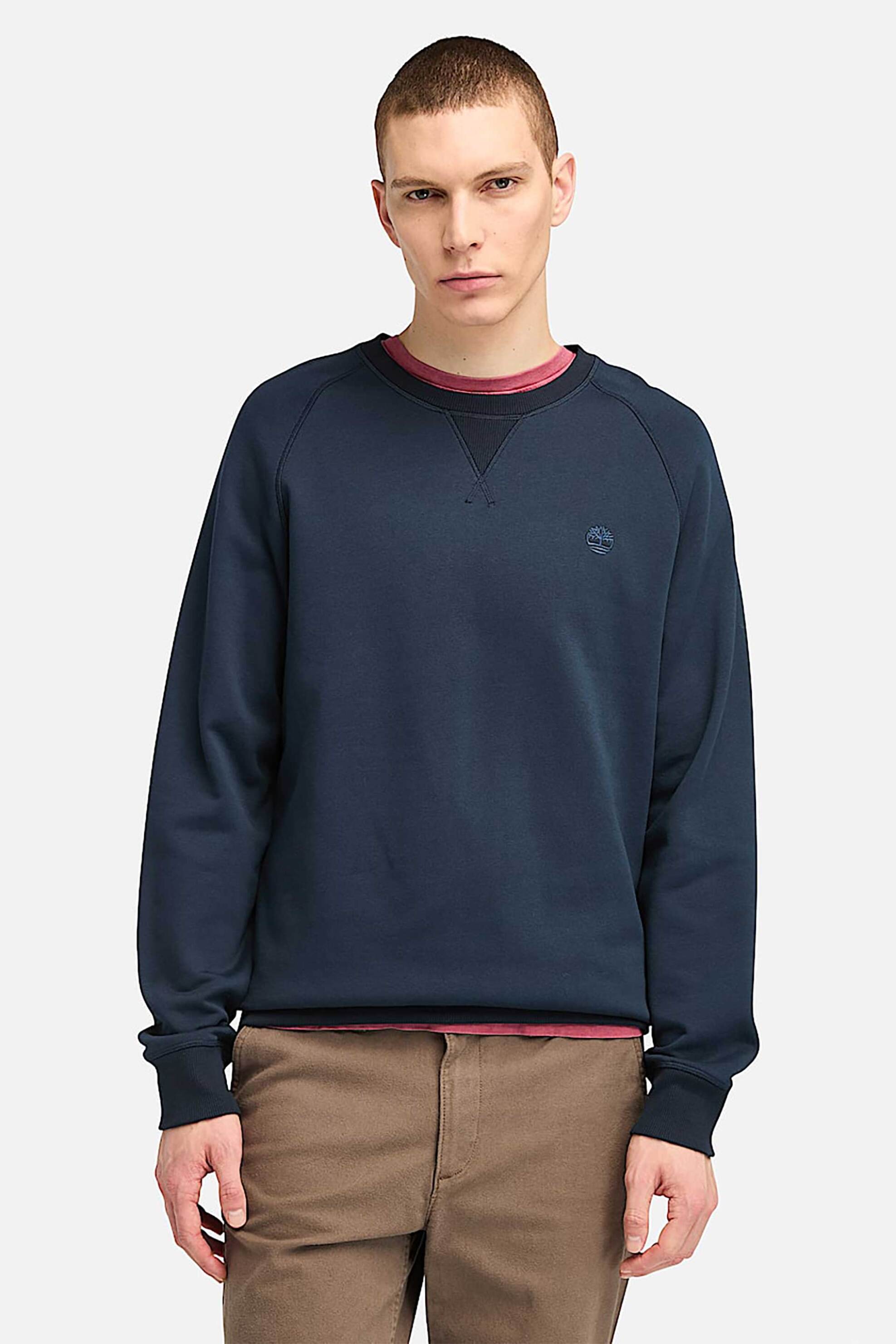 Timberland ανδρική μπλούζα φούτερ με κεντημένο λογότυπο Regular Fit - TB0A2BNKZ021 Μπλε Σκούρο