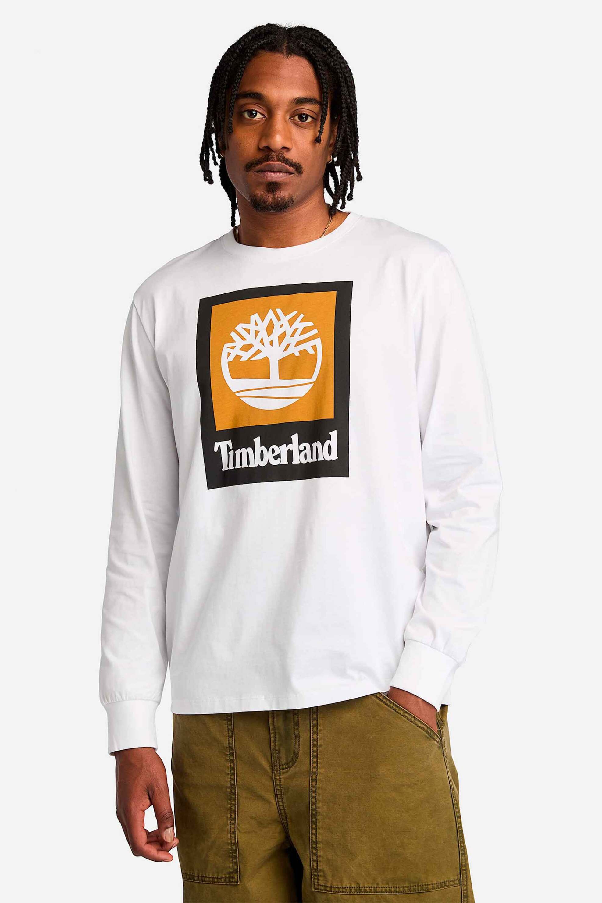 Τimberland ανδρική μακρυμάνικη μπλούζα "Stack Logo Colored" - TB0A5VBB1001 Λευκό