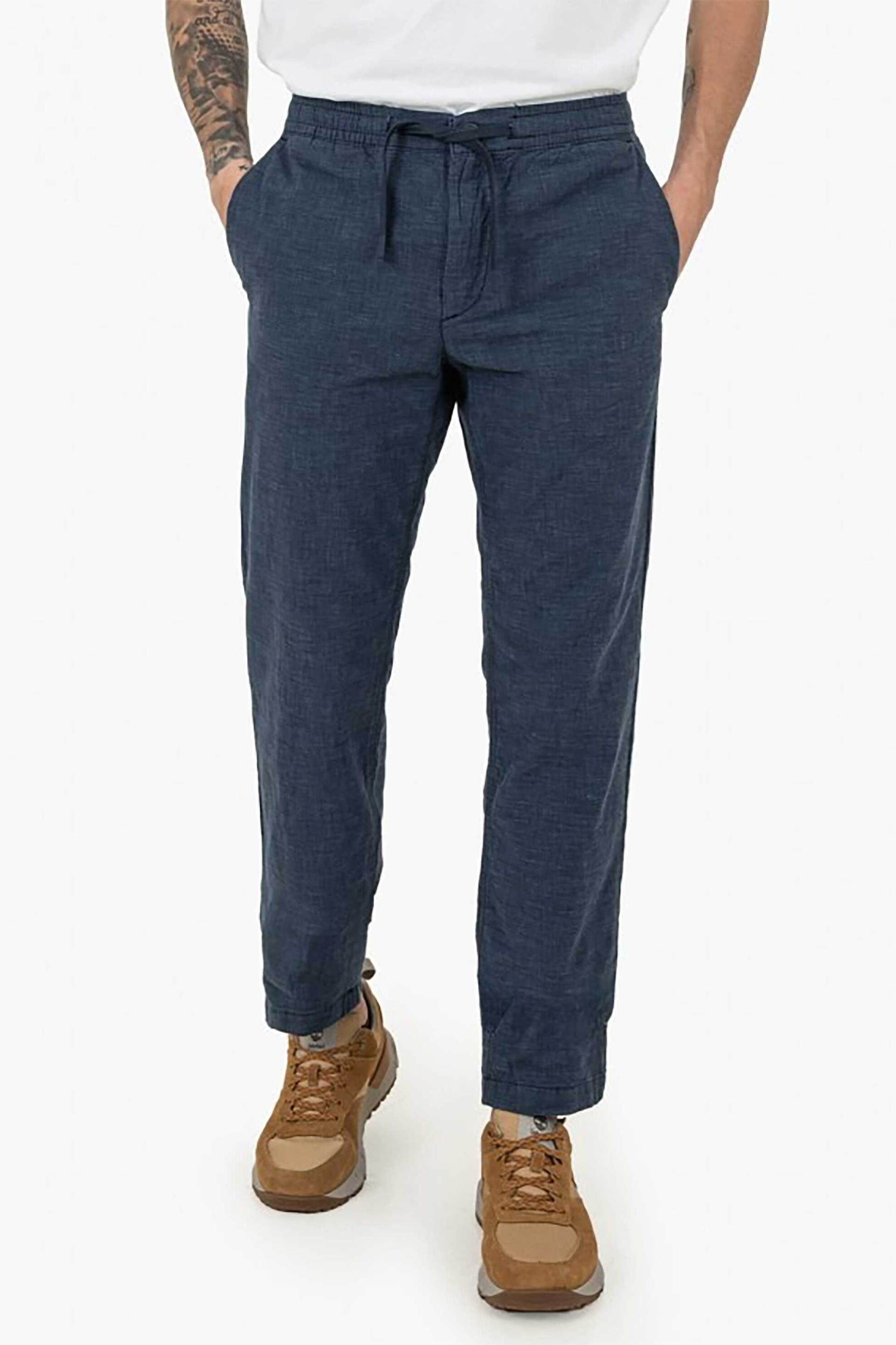 Timberland ανδρικό παντελόνι με ελαστική μέση Regular Tapered Fit - TB0A2F6BB681 Μπλε Σκούρο