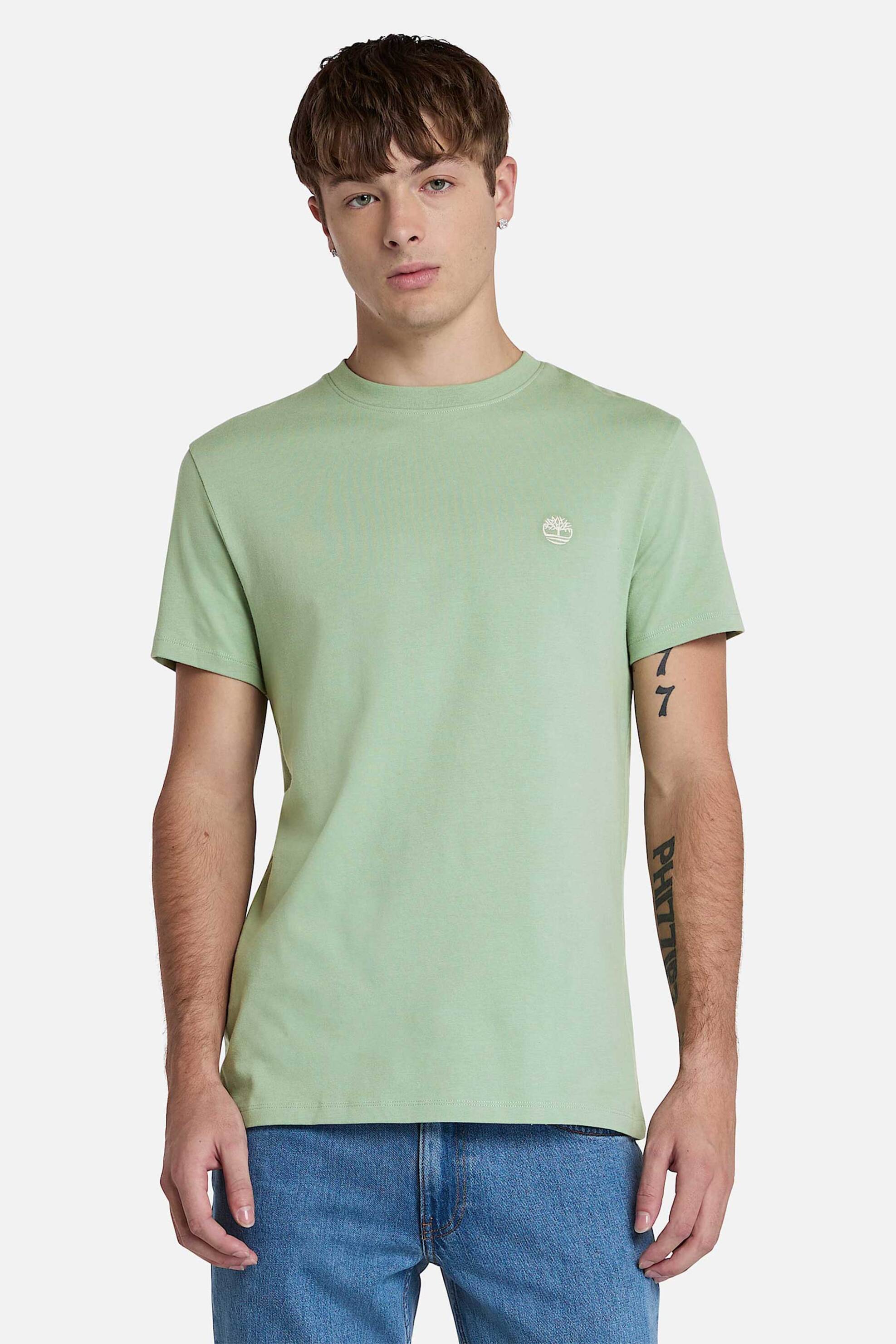 Timberland ανδρικό T-shirt με κεντημένο tree logo Slim Fit "Dunstan River" - TB0A2BPREC61 Πράσινο Ανοιχτό