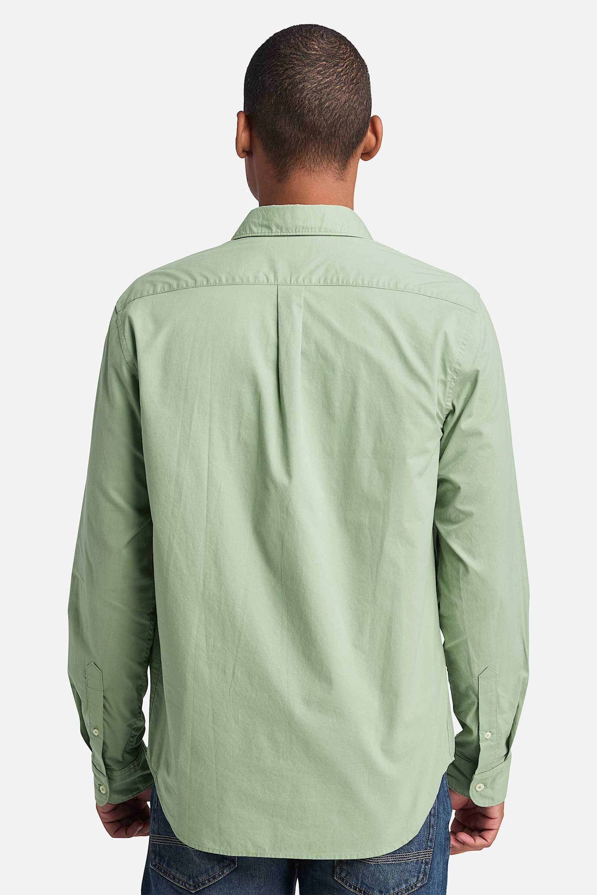 Timberland Ανδρικό Πουκάμισο Button Down με Κεντημένο Tree Logo Regular Fit Stretch Poplin - Tb0A6Grhec61 Πράσινο Ανοιχτό