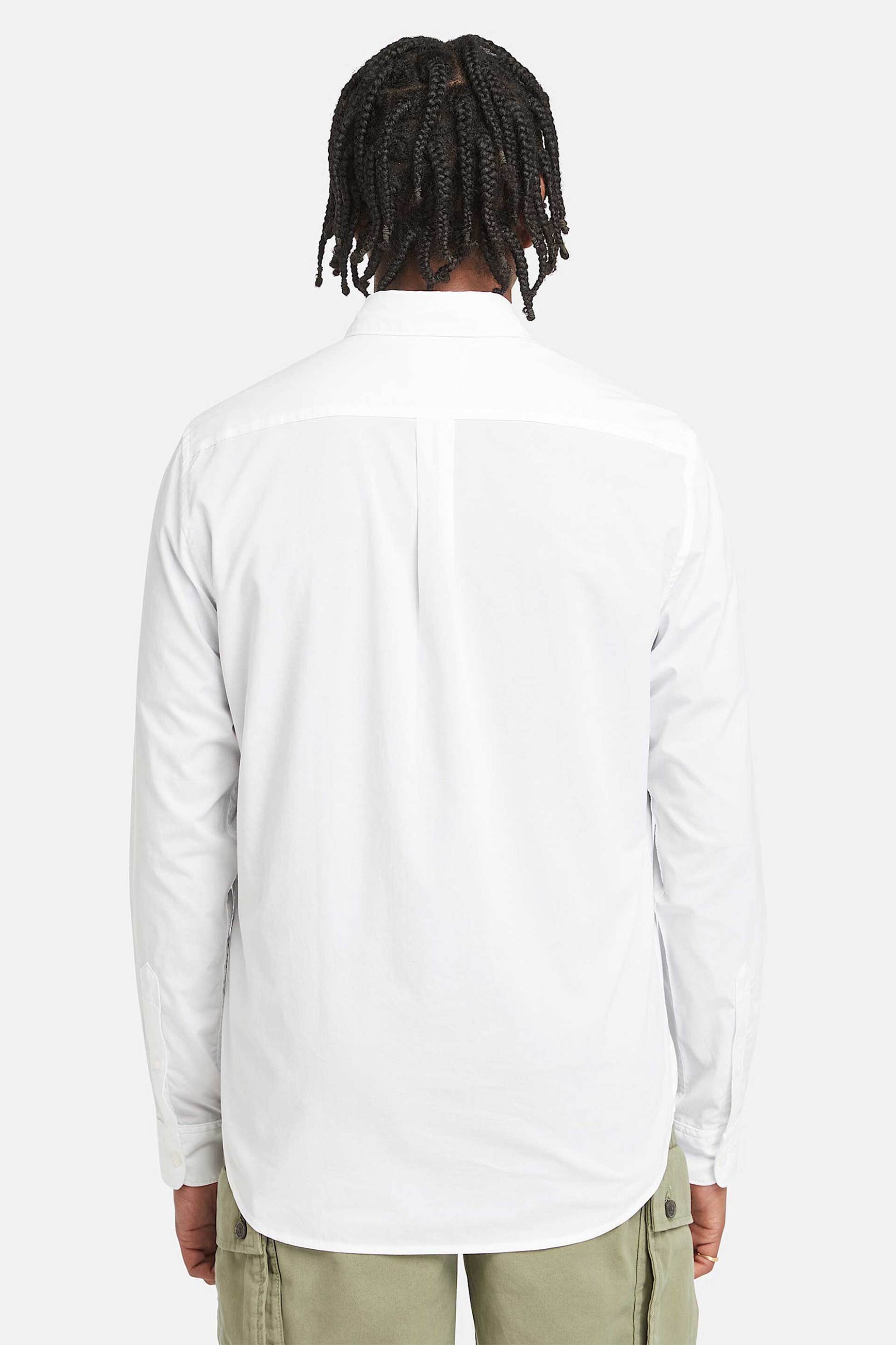 Timberland Ανδρικό Πουκάμισο Button Down με Κεντημένο Tree Logo Regular Fit Stretch Poplin - Tb0A6Grh1001 Λευκό