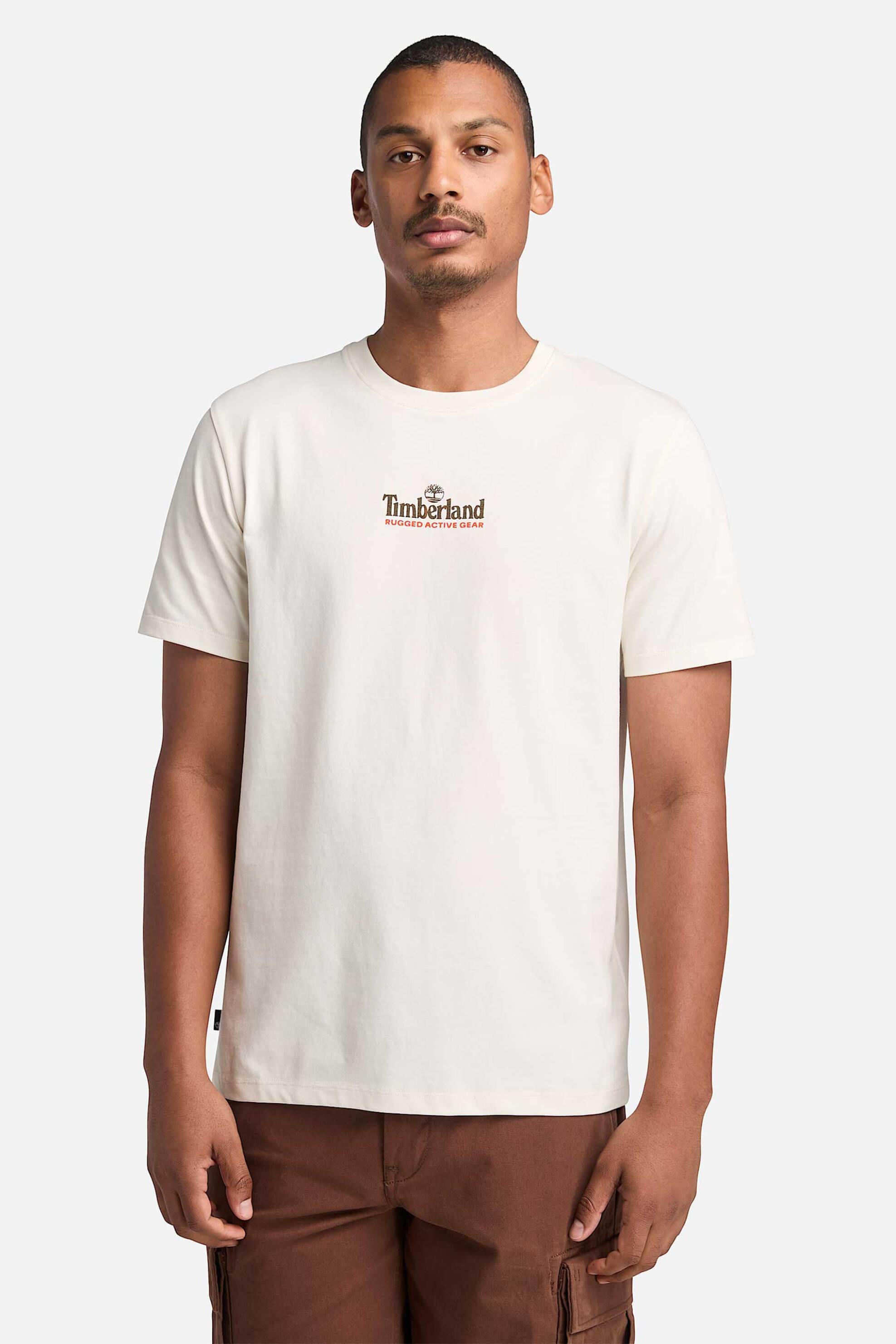 Timberland ανδρικό T-shirt με graphic print στο πίσω μέρος Regular Fit "Back On The Road" - TB0A6DRWCM91 Λευκό