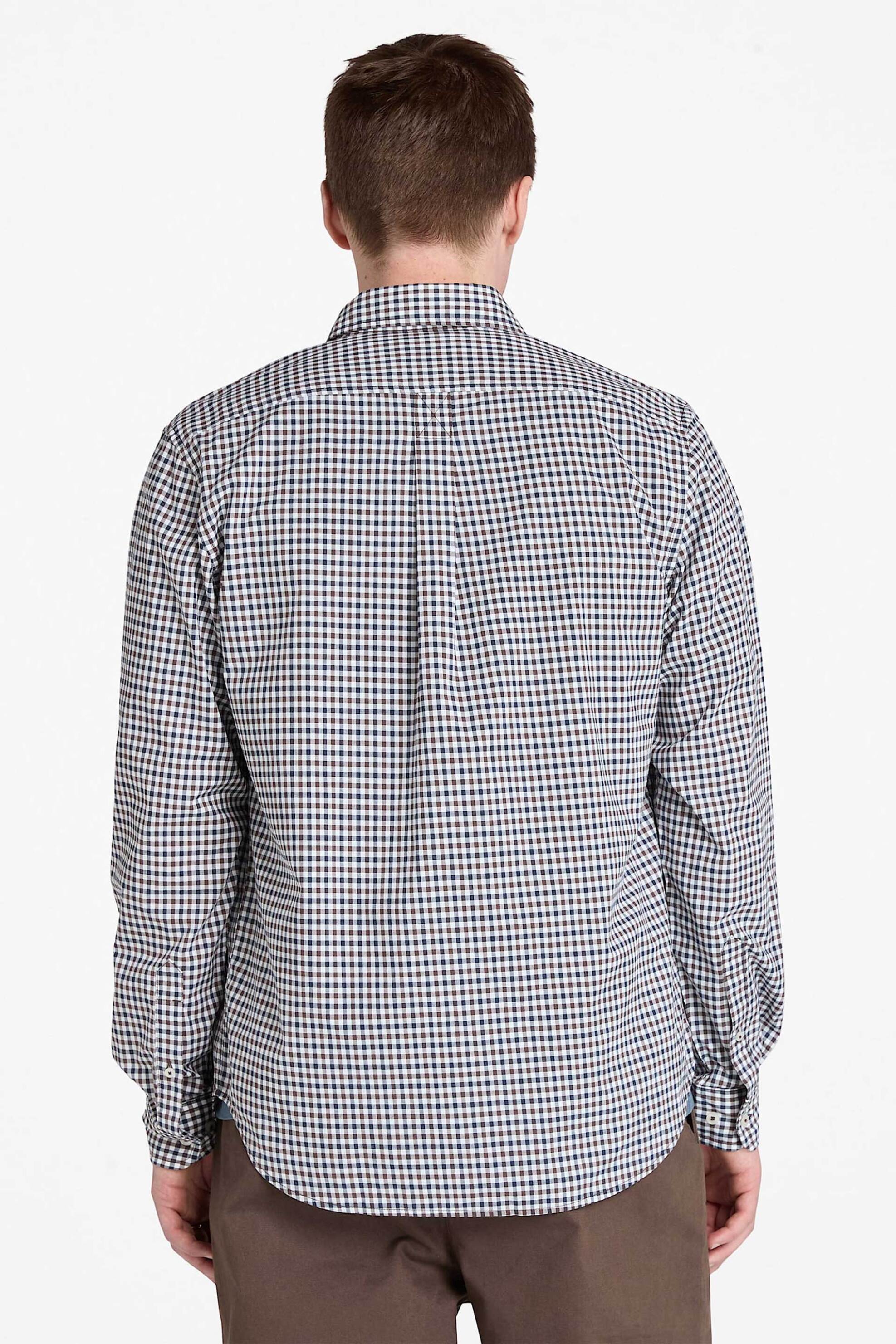 Timberland Ανδρικό Πουκάμισο Stretch Poplin Button Down με Καρό Σχέδιο Και Κεντημένο Λογότυπο Regular Fit - Tb0A5M2Eg561 Καφέ