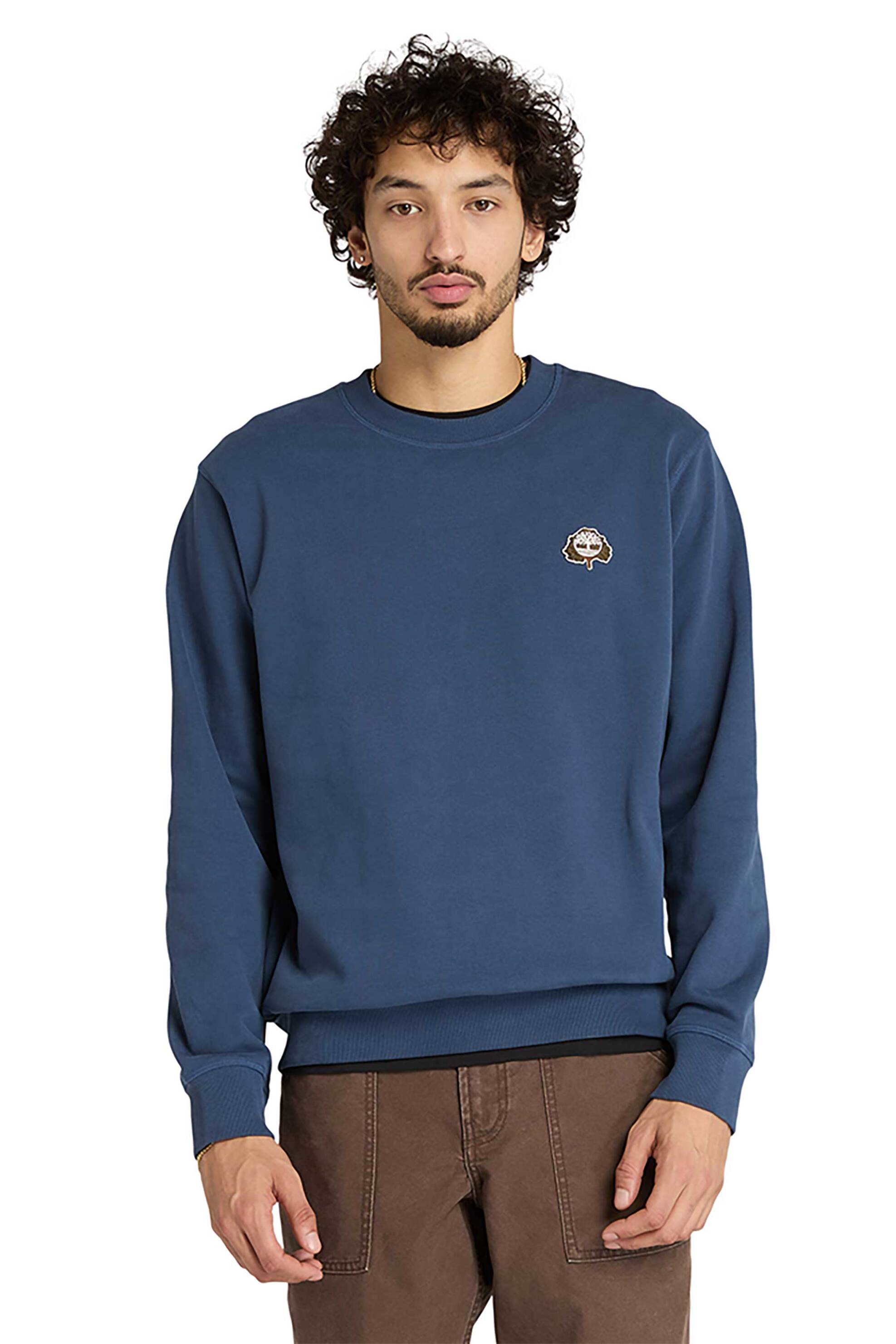 Timberland ανδρική μπλούζα φούτερ με tree logo patch Regular Fit - TB0A6HHKEYO1 Μπλε