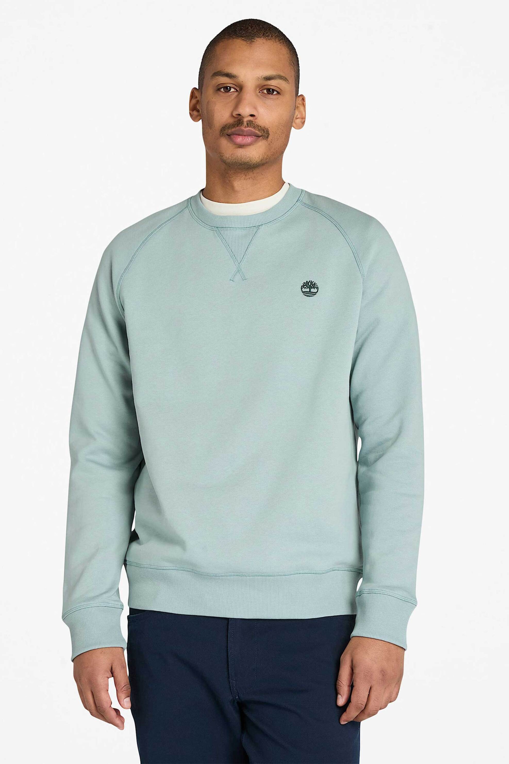 Timberland ανδρική μπλούζα φούτερ με κεντημένο λογότυπο Regular Fit "Exeter River" - TB0A2BNKEYM1 Βεραμάν Ανοιχτό