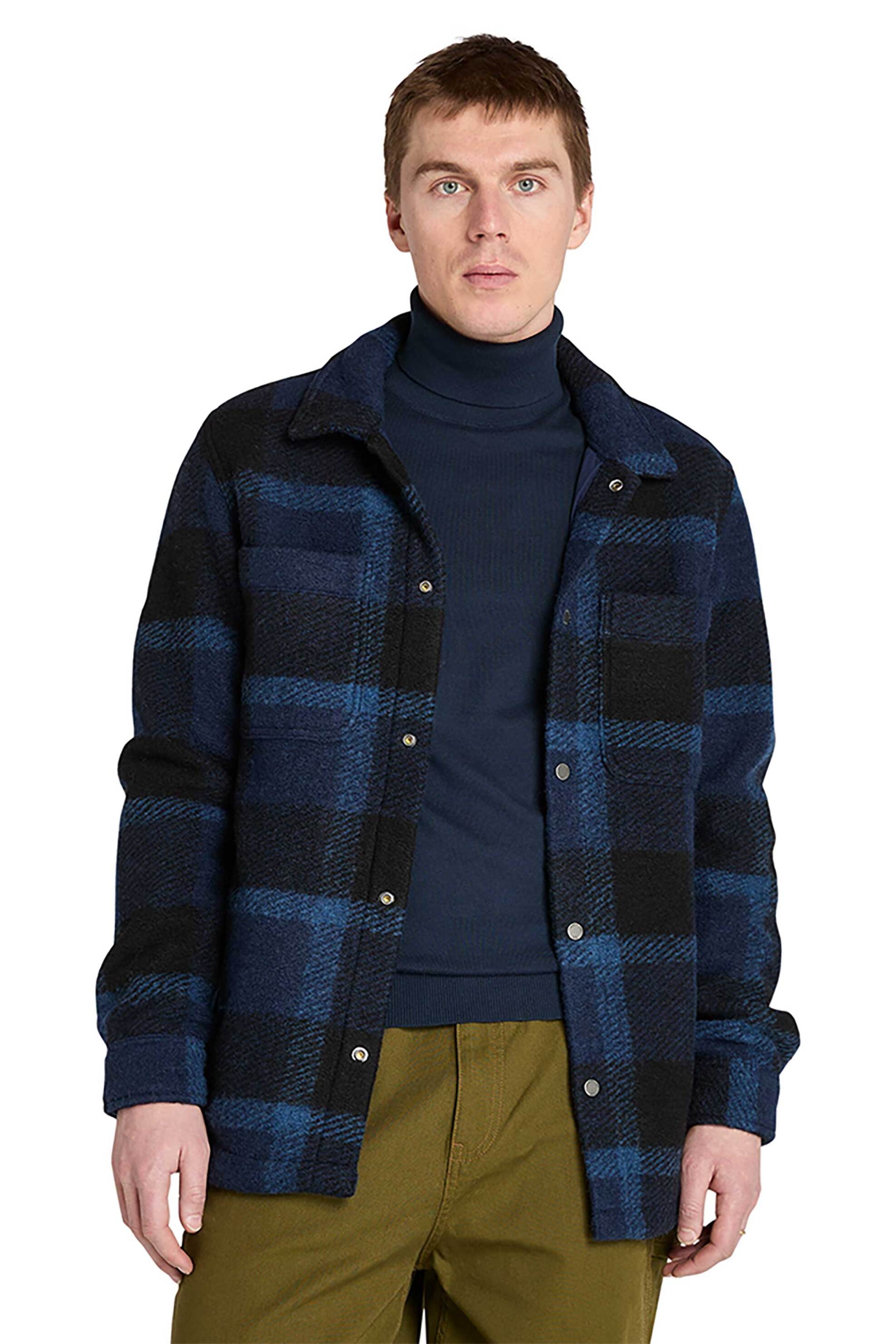 Timberland ανδρικό overshirt με καρό σχέδιο και τσέπες Regular Fit "Winter" - TB0A44HBV821 Μπλε Σκούρο