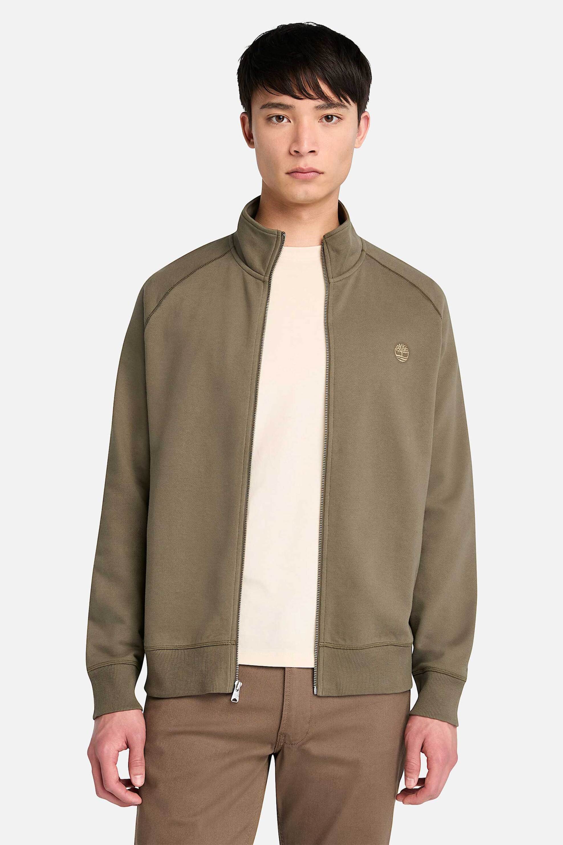 Timberland ανδρική ζακέτα φούτερ με κεντημένο λογότυπο και ψηλό λαιμό Regular Fit "Exeter River" - TB0A5MDEA581 Λαδί