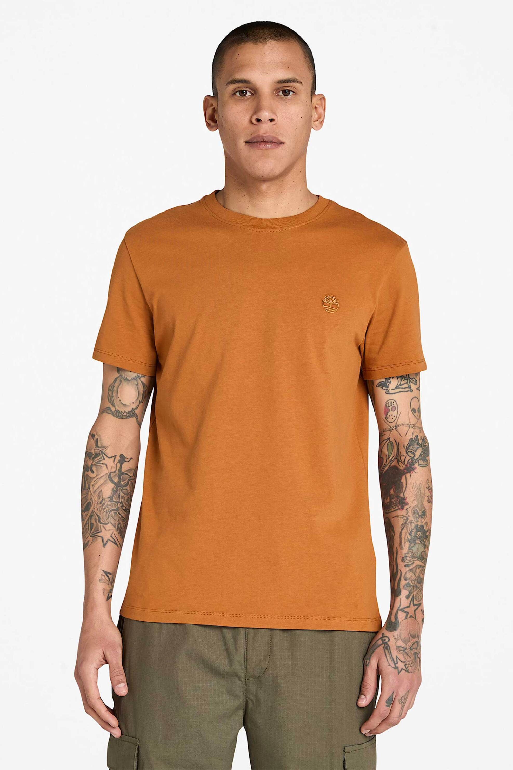 Timberland ανδρικό T-shirt μονόχρωμο με κεντημένο λογότυπο Slim Fit "Dunstan River" - TB0A2BPRC391 Ταμπά