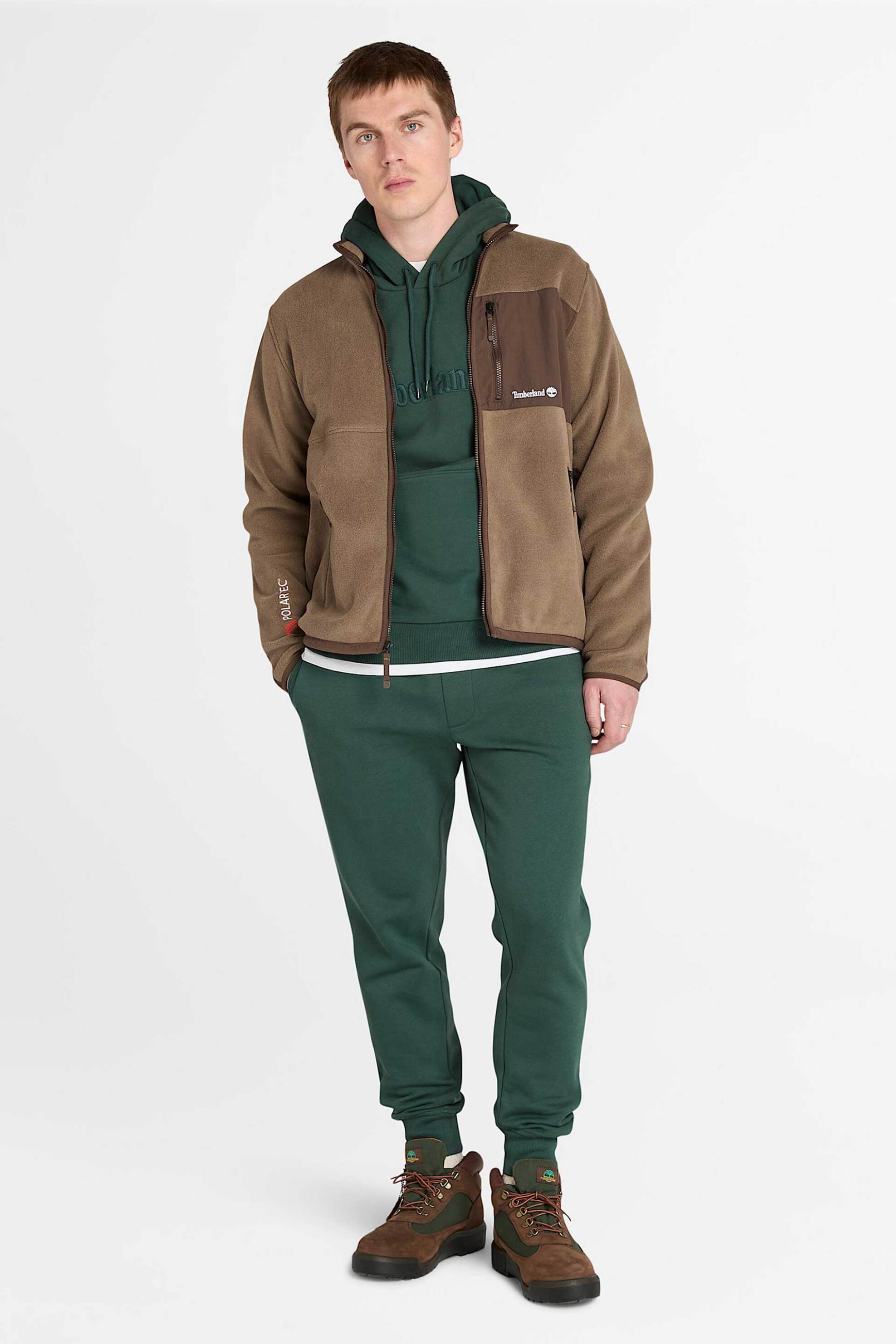 Timberland ανδρικό παντελόνι φόρμας μονόχρωμο με κεντημένο λογότυπο Regular Fit "Exeter River" - TB0A2CN73171 Πράσινο Σκούρο