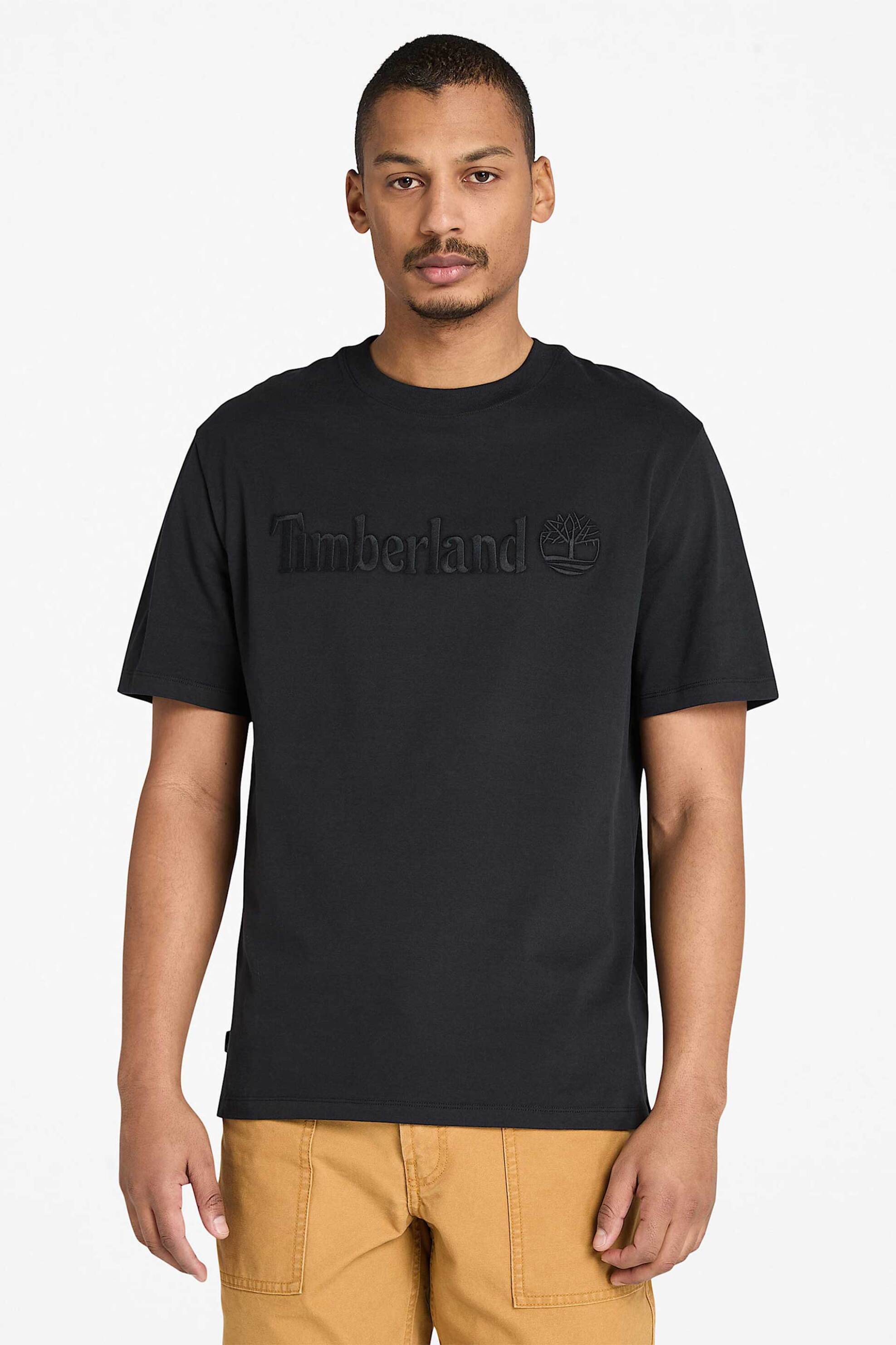 Timberland ανδρικό T-shirt με ανάγλυφο λογότυπο Authentic Fit "Hampton" - TB0A6VPE0011 Μαύρο