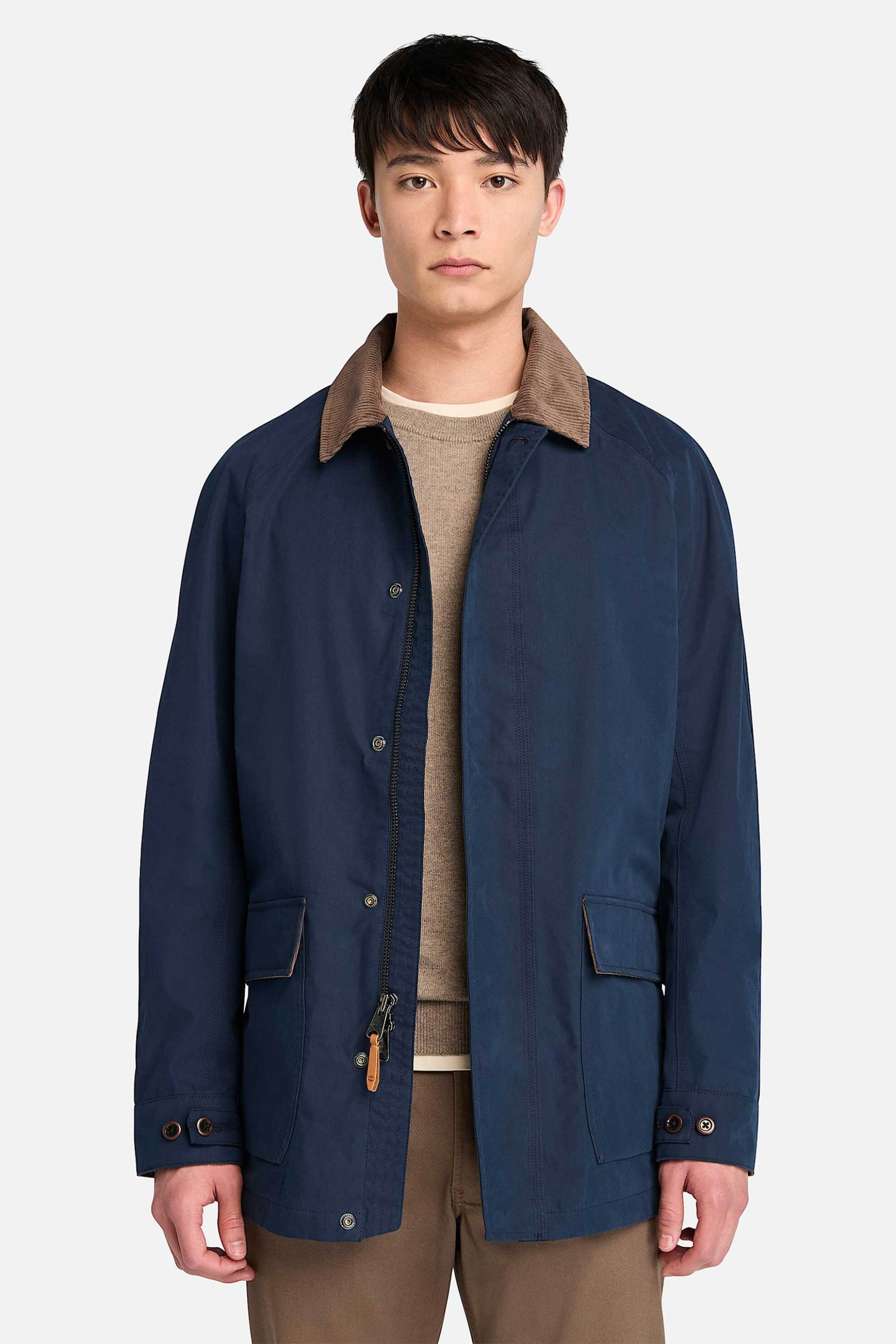 TIMBERLAND Timberland ανδρικό jacket αδιάβροχο με contrast κοτλέ γιακά "Wenham" - TB0A44GB4331 Μπλε Σκούρο