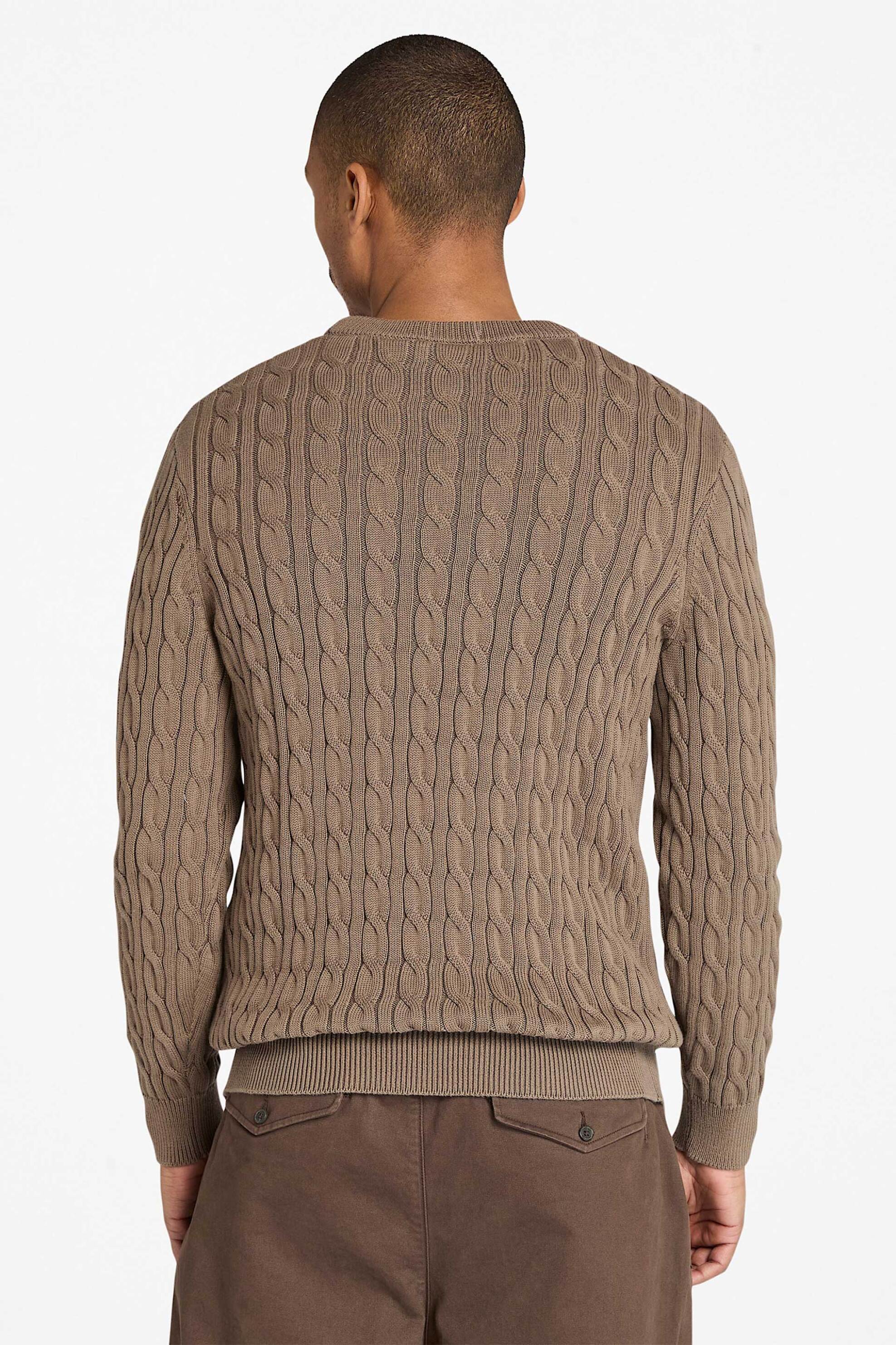 Timberland ανδρικό πουλόβερ με cable knit pattern και κεντημένο λογότυπο Regular Fit "Williams River" - TB0A5M82BK01 Καφέ φωτογραφία