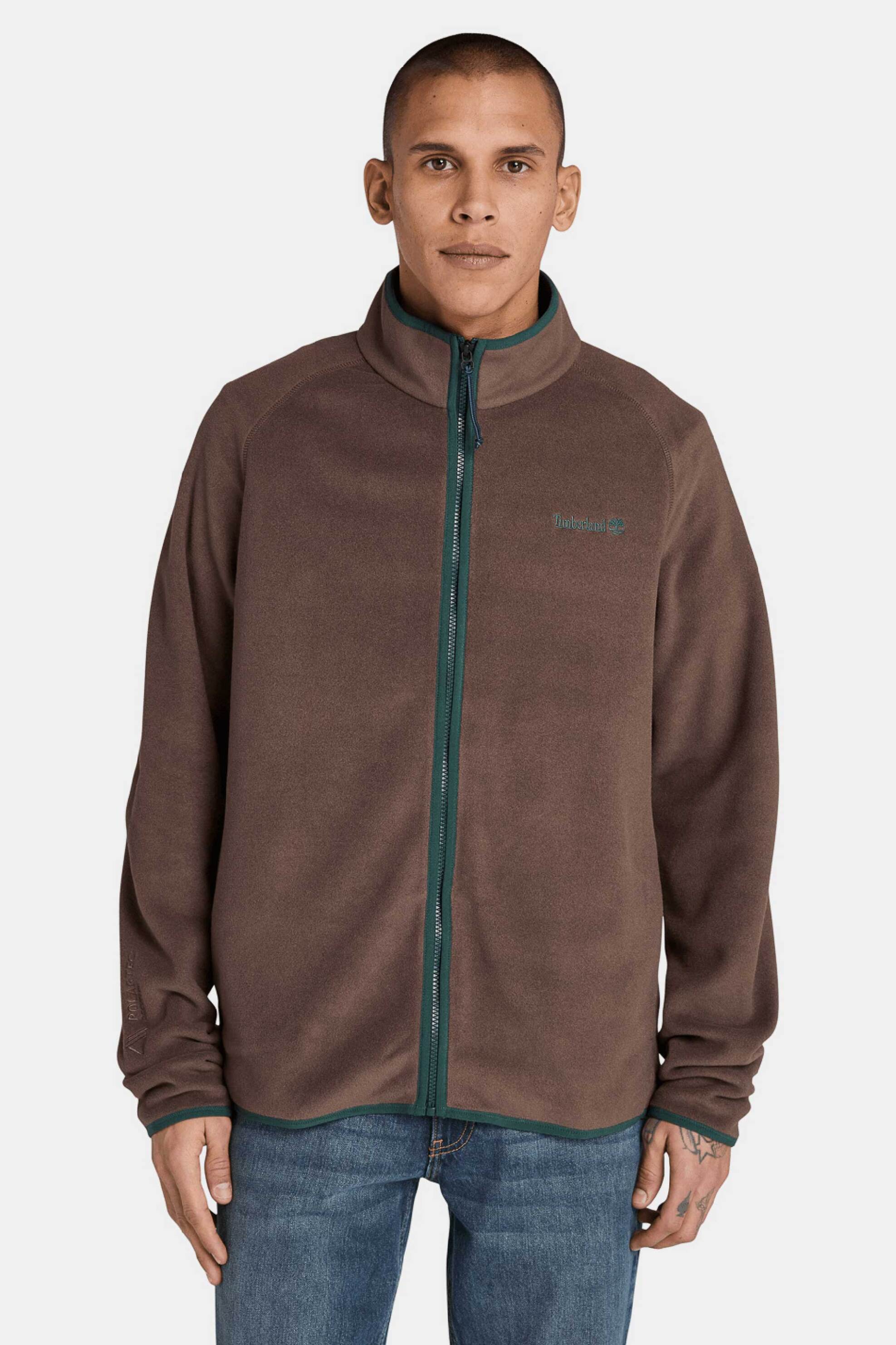 Timberland ανδρικό fleece jacket με λογότυπο "Polartec 100" - TB0A2Q7C2431 Καφέ