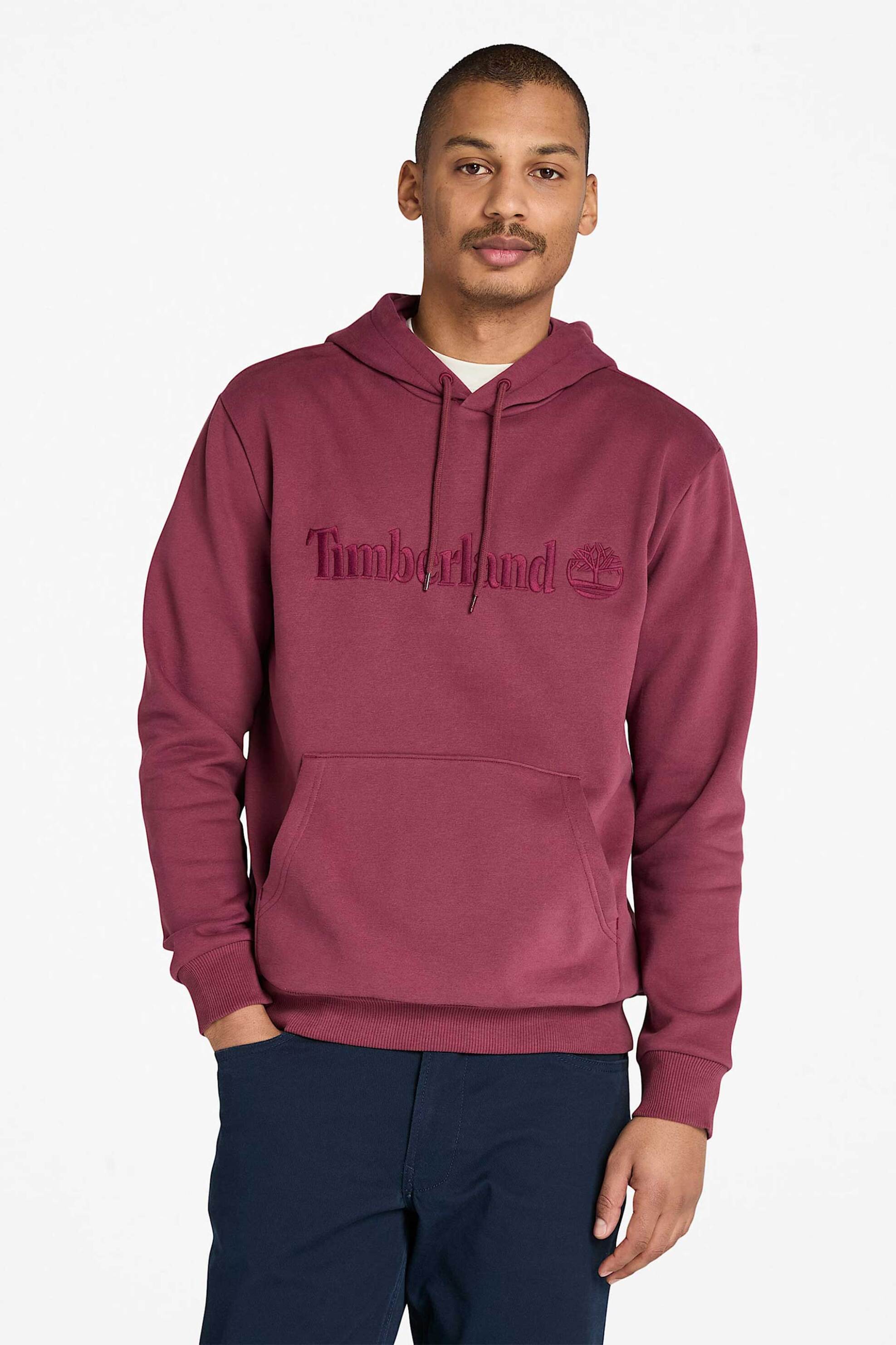 Timberland ανδρική μπλούζα φούτερ με κουκούλα και ανάγλυφο λογότυπο Regular Fit "Hampton" - TB0A6VFJ6481 Μπορντό