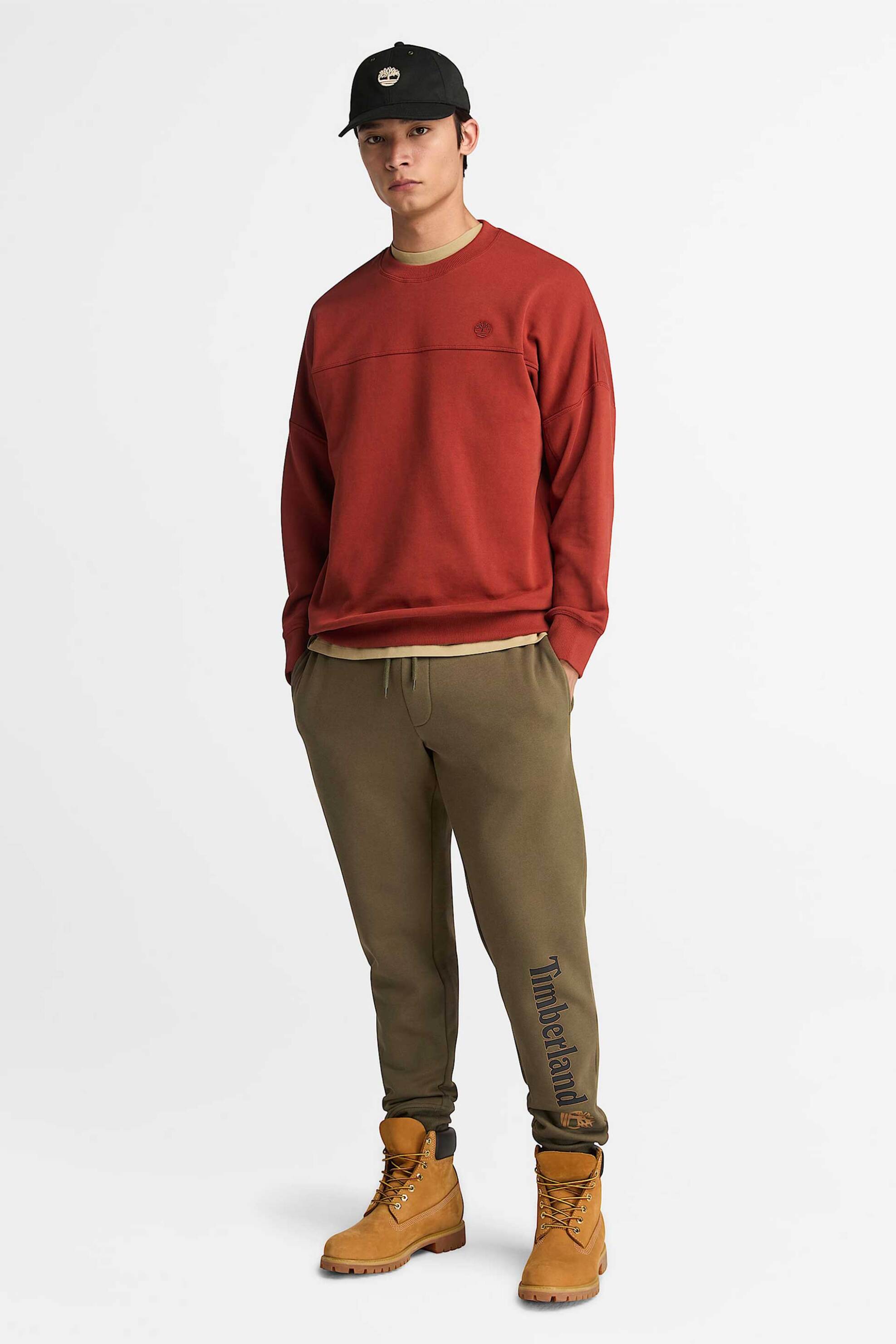 Timberland ανδρικό παντελόνι φόρμας με λογότυπο Regular Fit "Kennebec River" - TB0A5YFBA581 Λαδί