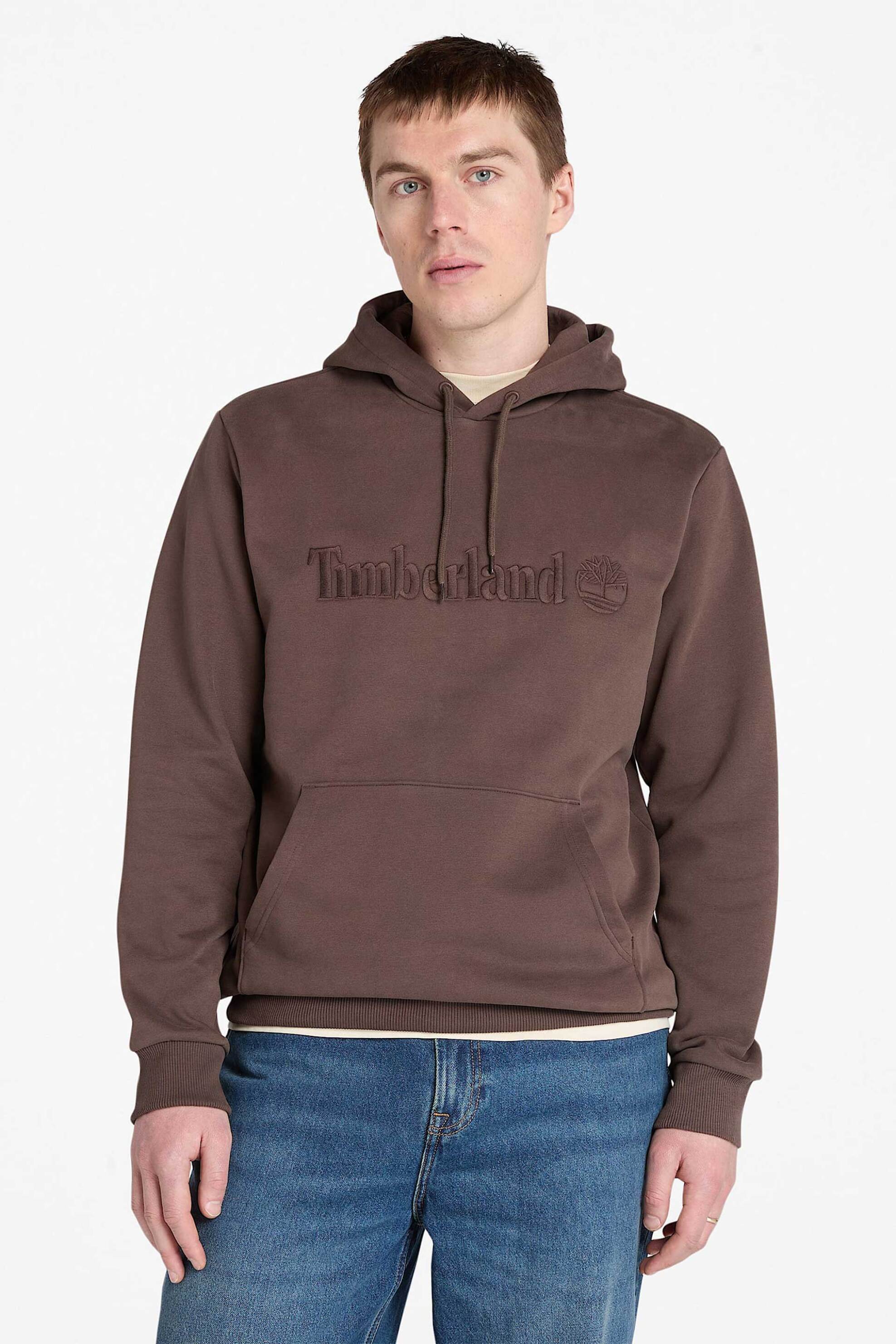 Timberland ανδρική μπλούζα φούτερ με κουκούλα και ανάγλυφο λογότυπο Regular Fit "Hampton" - TB0A6VFJ2431 Καφέ