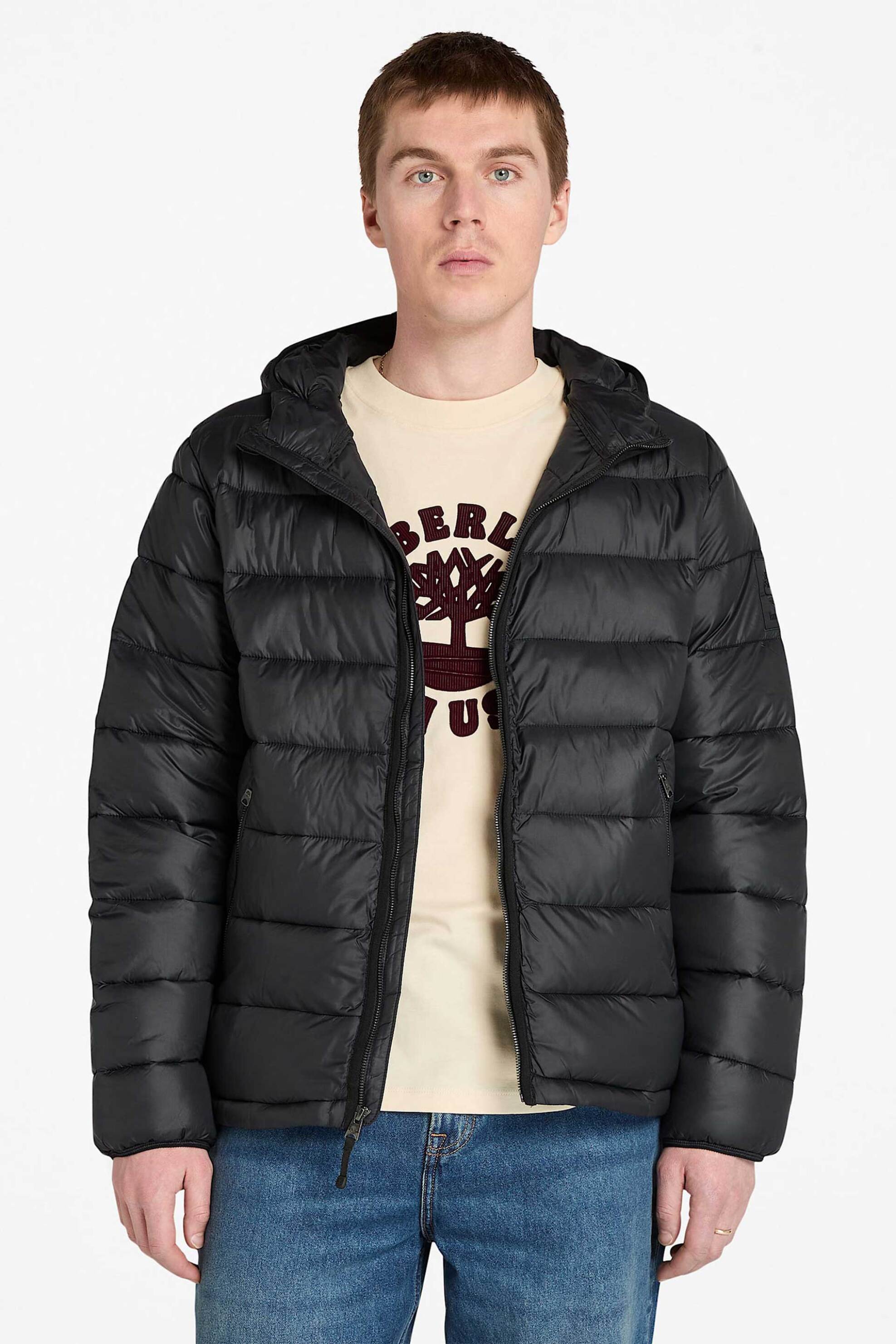 Timberland ανδρικό puffer μπουφάν αδιάβροχο με καπιτονέ σχέδιο και κουκούλα "Garfield" - TB0A44A10011 Μαύρο