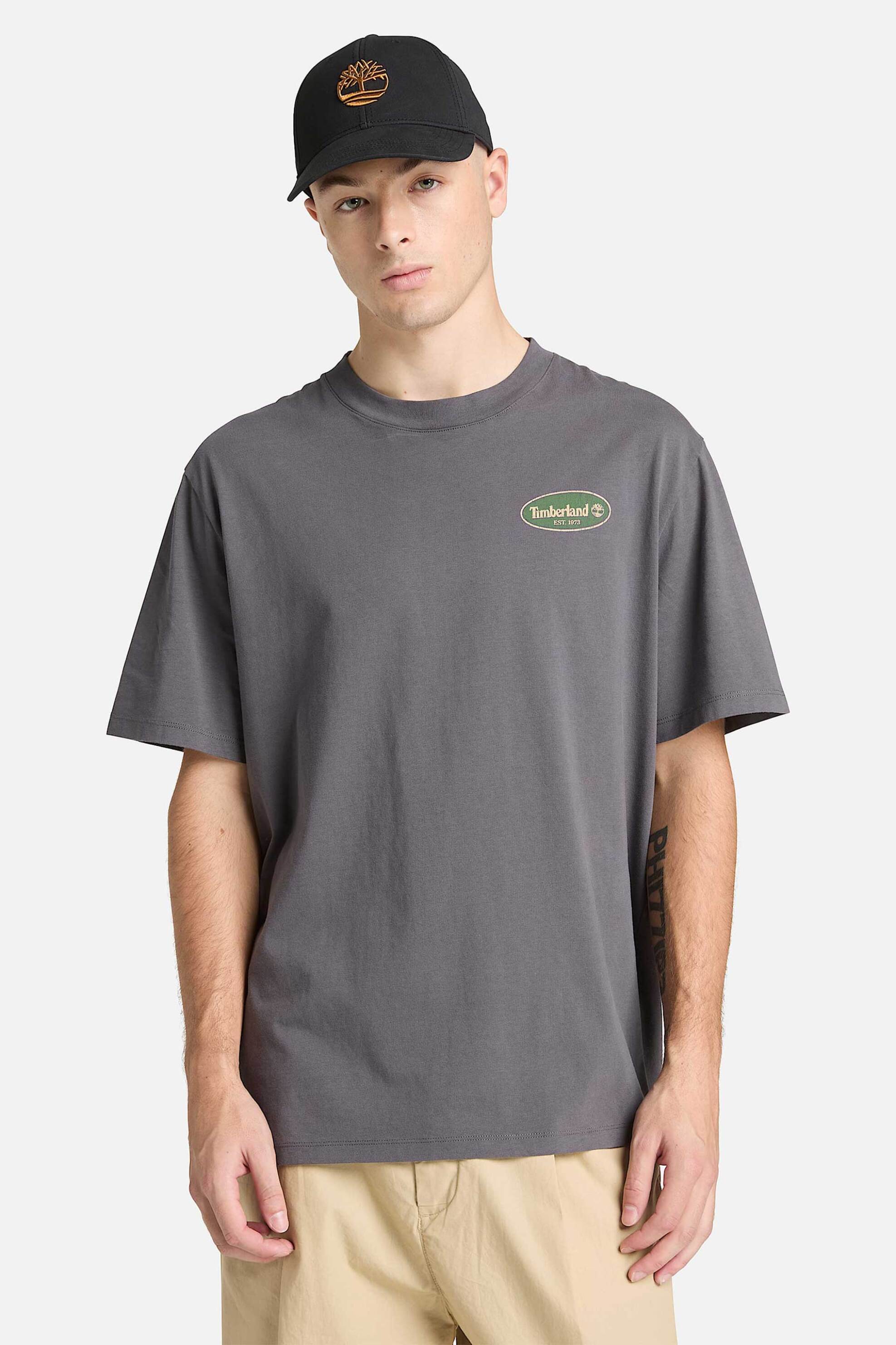 Timberland ανδρικό T-shirt Authentic Fit "Gas Station Graphic" - TB0A5MQ4W081 Γκρι