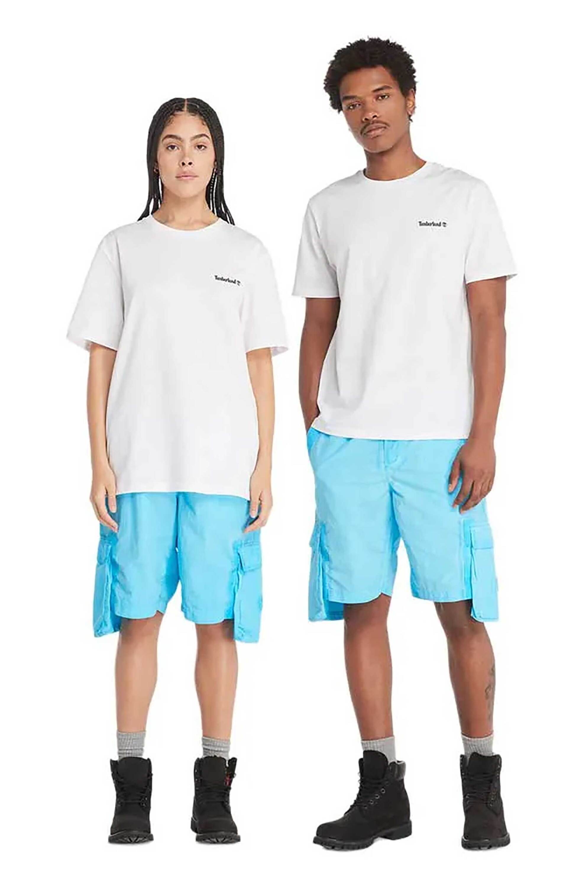 Timberland unisex T-shirt με λογότυπο Regular Fit "Small Linear Logo" - TB0A5QQT1001 Λευκό