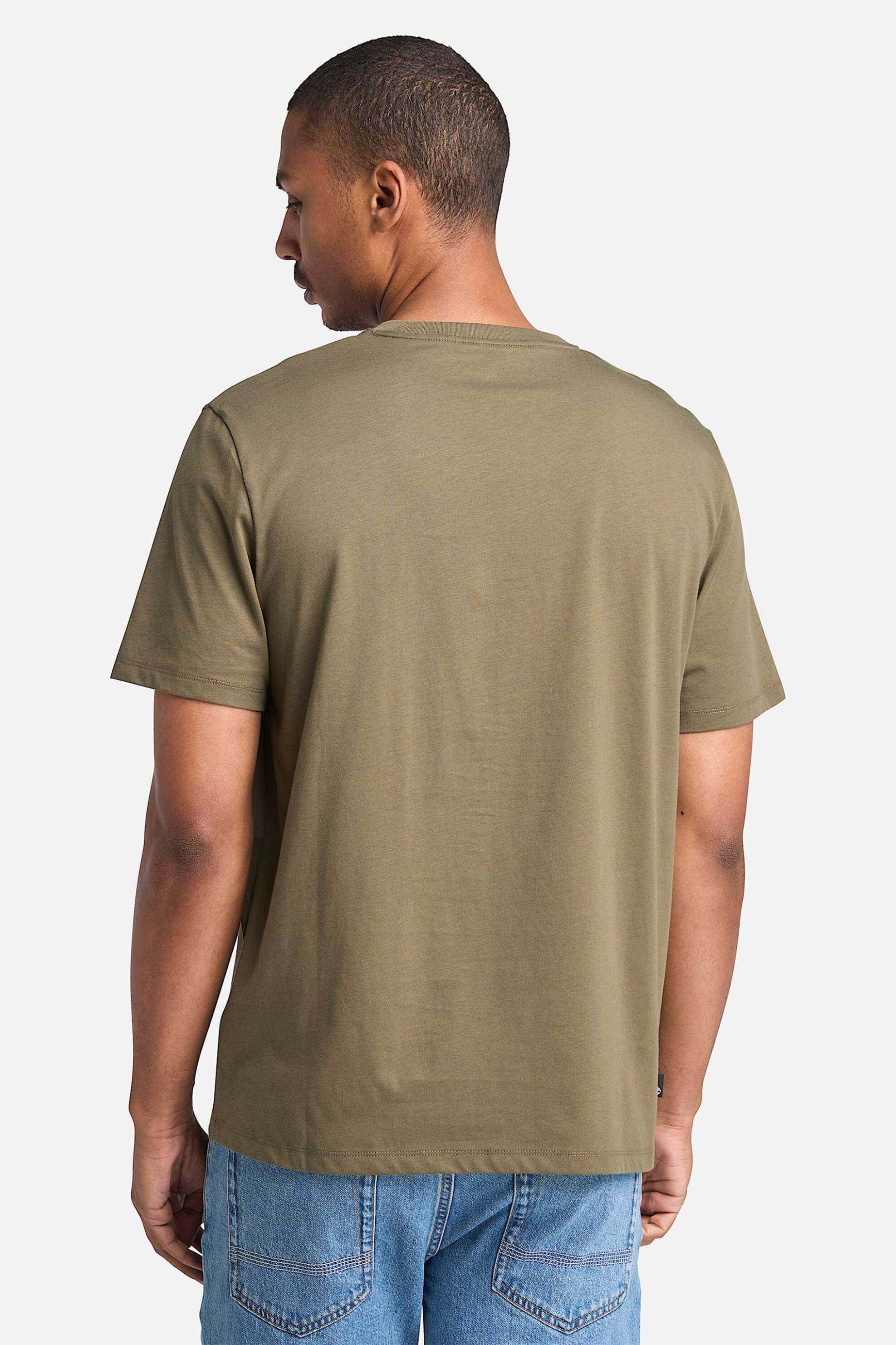 Timberland Ανδρικό T-Shirt Authentic Fit Square Stack Logo - Tb0A5Qs2A581 Λαδί