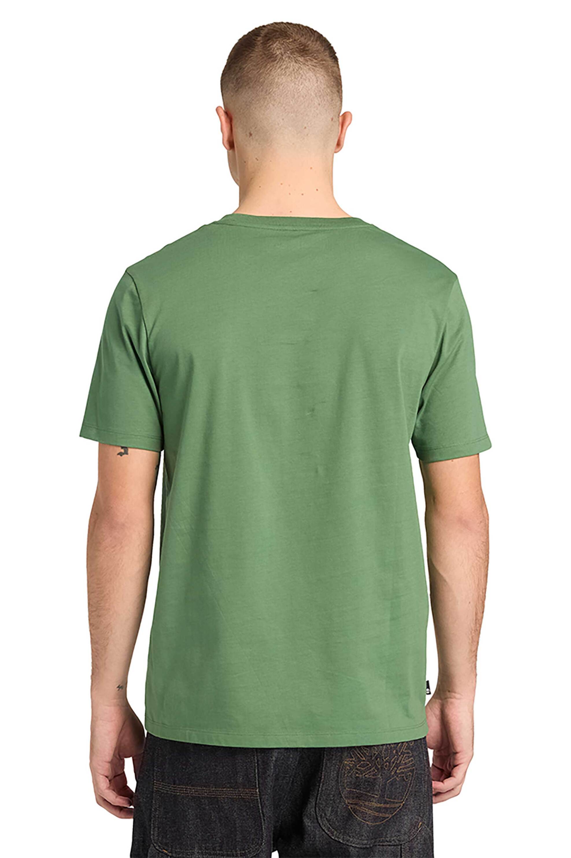 Timberland Ανδρικό T-Shirt με Logo Print Regular Fit Kennebec River Linear Logo&Apos - Tb0A5Upqa6Z1 Πράσινο