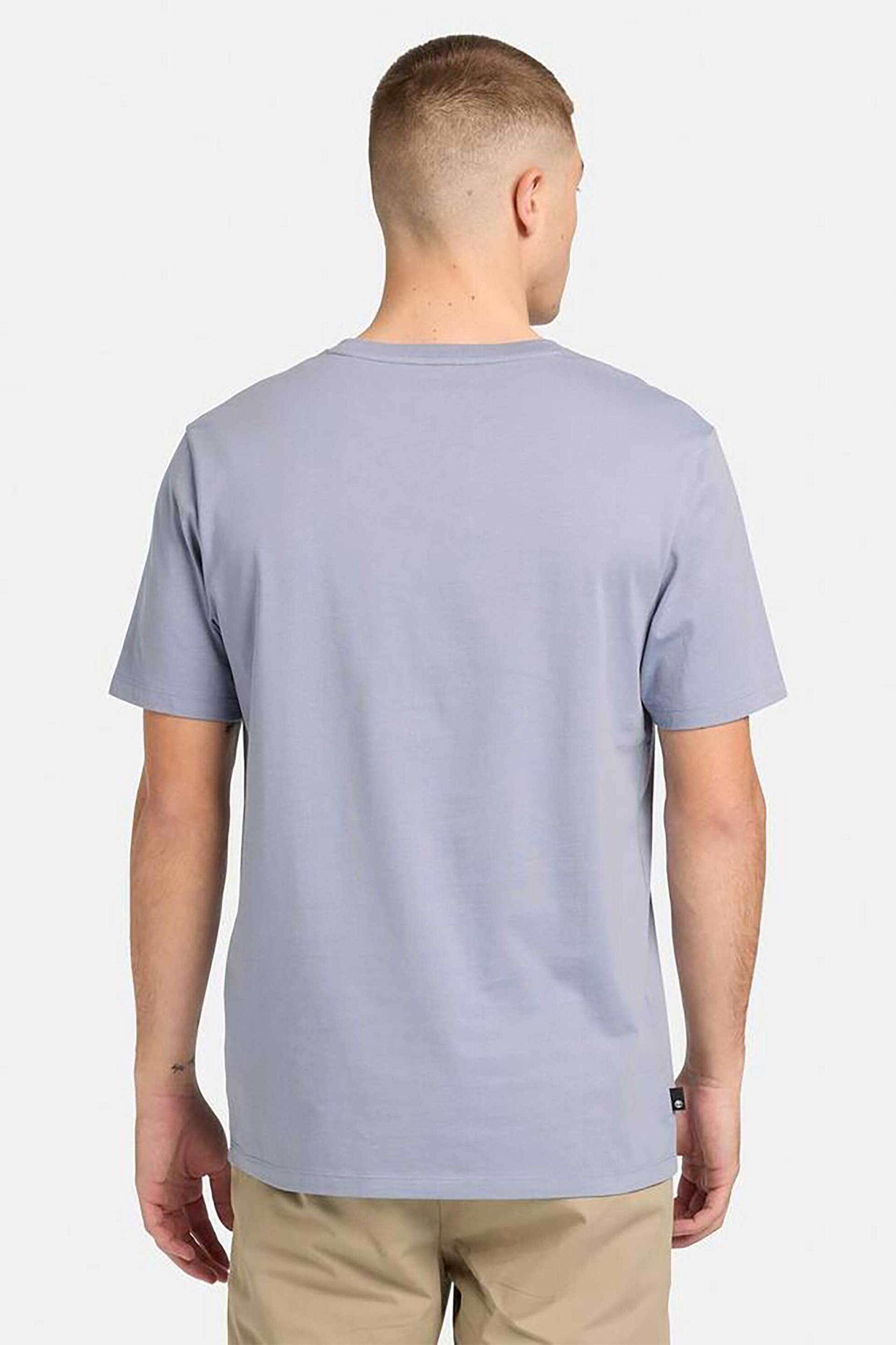 Timberland Ανδρικό T-Shirt με Logo Print Regular Fit Kennebec River Linear Logo&Apos - Tb0A5Upqb881 Γκρι Γαλάζιο
