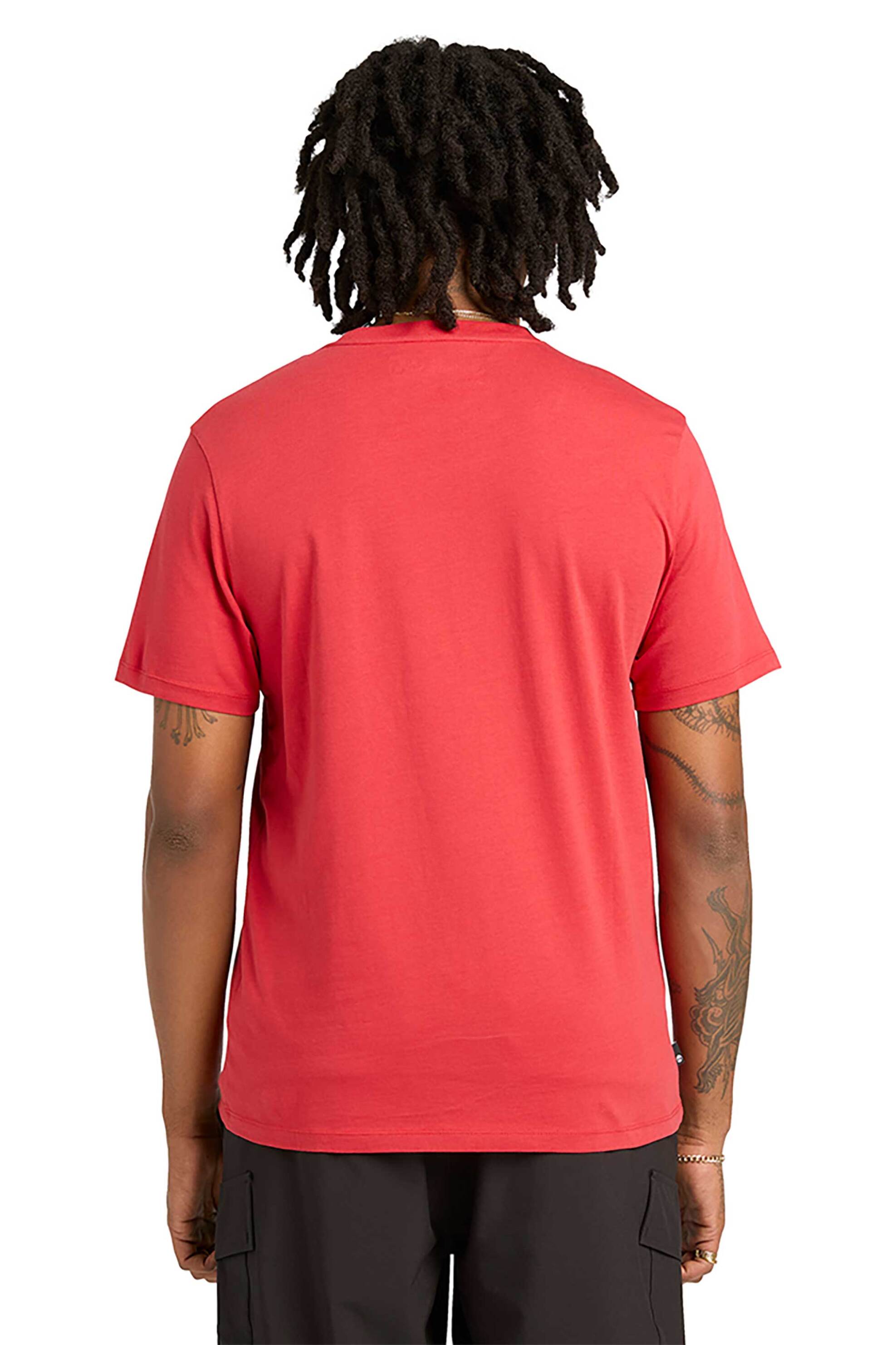 Timberland Ανδρικό T-Shirt με Logo Print Regular Fit Kennebec River Linear Logo&Apos - Tb0A5Upqn961 Κόκκινο Καρπουζί