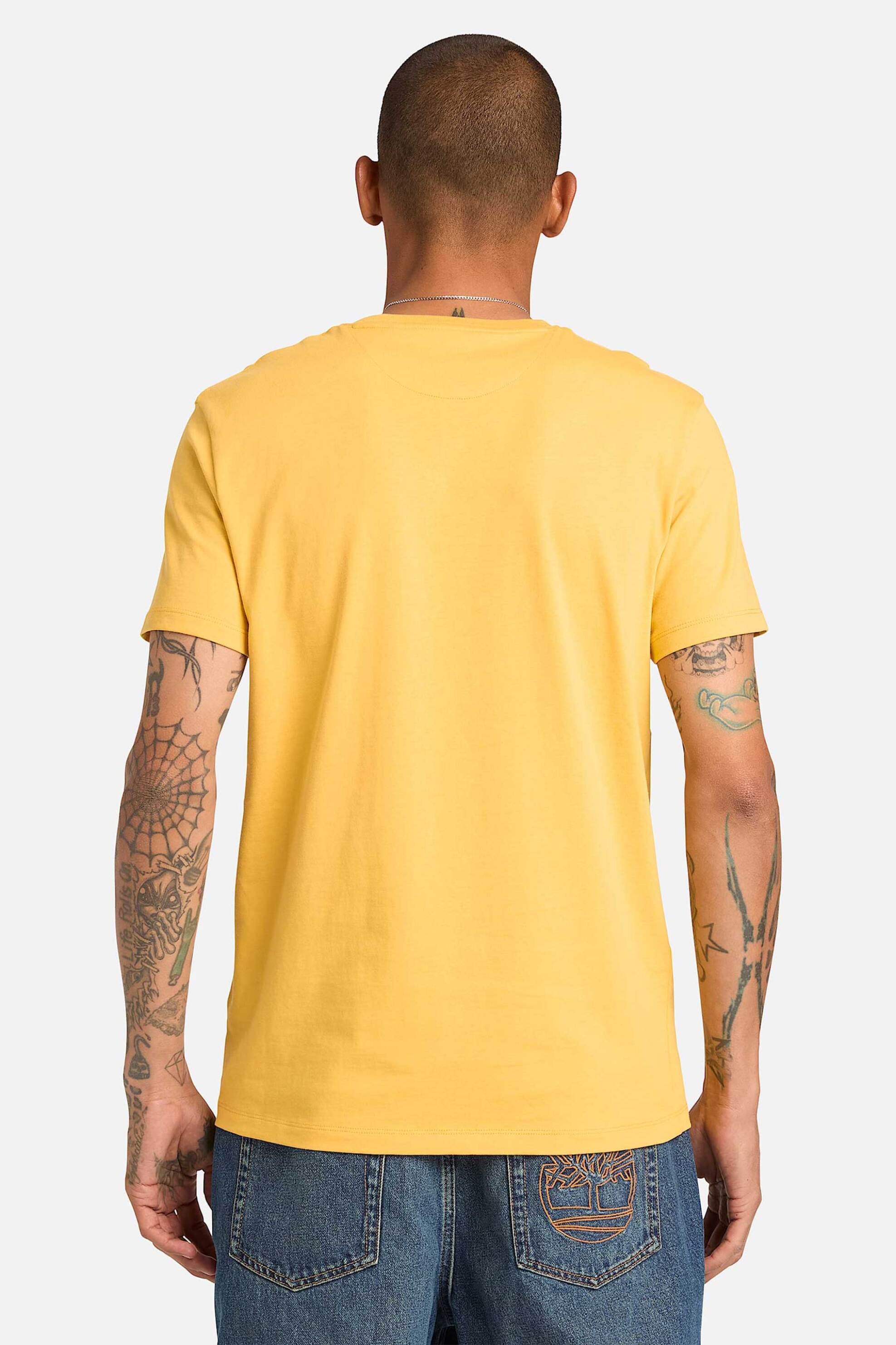 Timberland Ανδρικό T-Shirt με Κεντημένο Tree Logo Slim Fit Dunstan River - Tb0A2Bpr7141 Κίτρινο