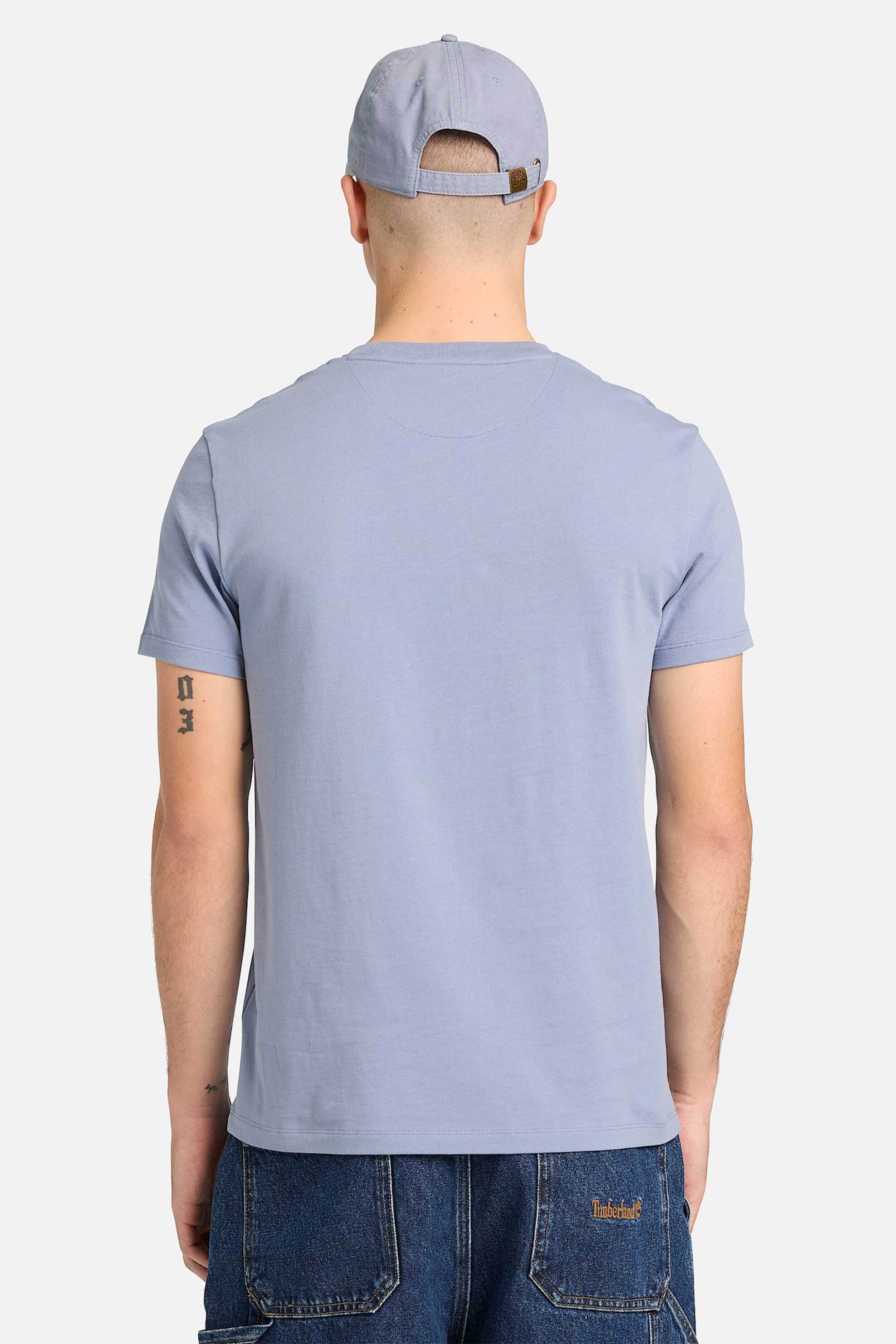 Timberland Ανδρικό T-Shirt με Κεντημένο Tree Logo Slim Fit Dunstan River - Tb0A2Bprb881 Γκρι Γαλάζιο