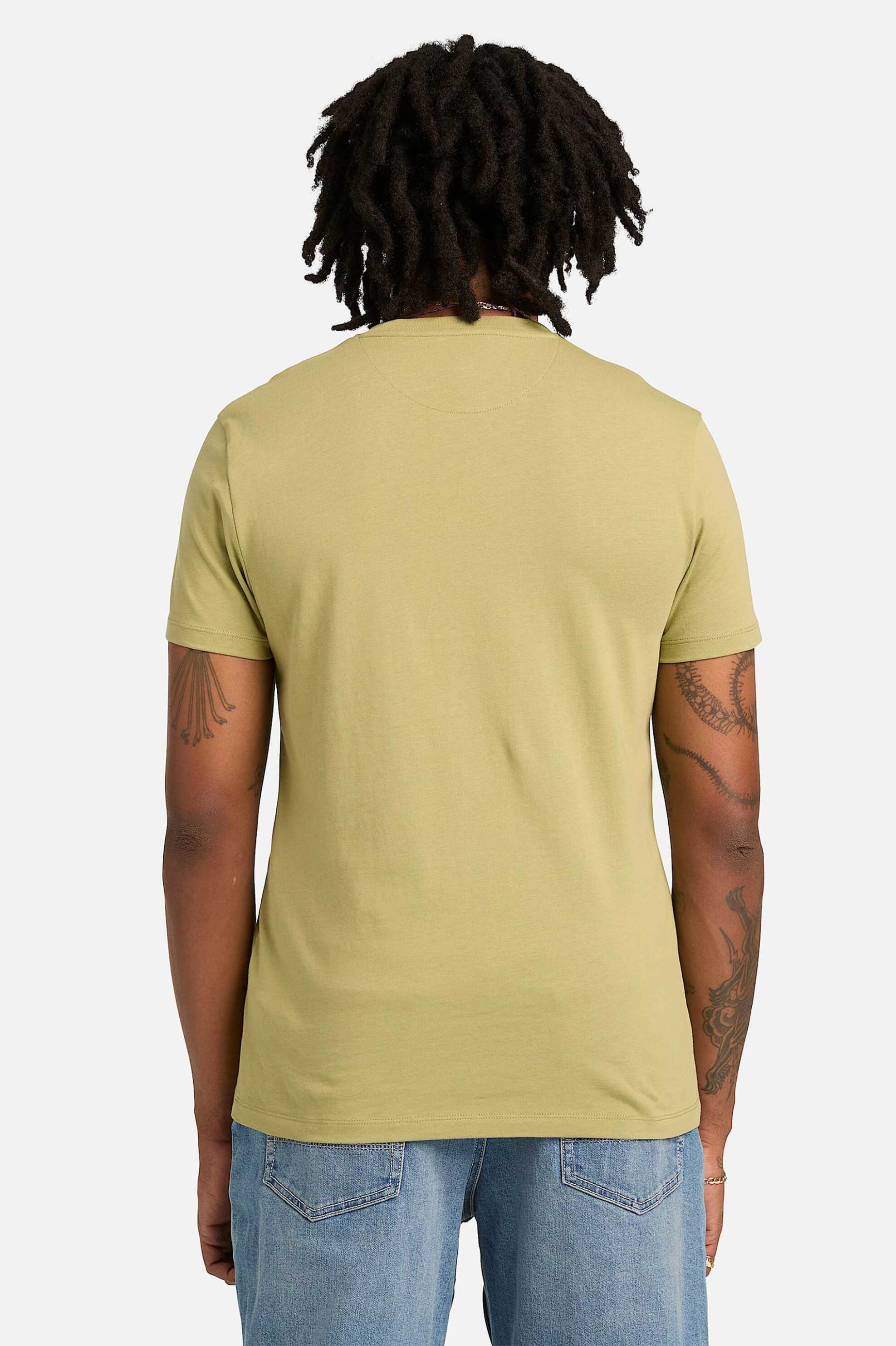 Timberland Ανδρικό T-Shirt με Κεντημένο Tree Logo Slim Fit Dunstan River - Tb0A2Bprbq01 Πράσινο Μπεζ