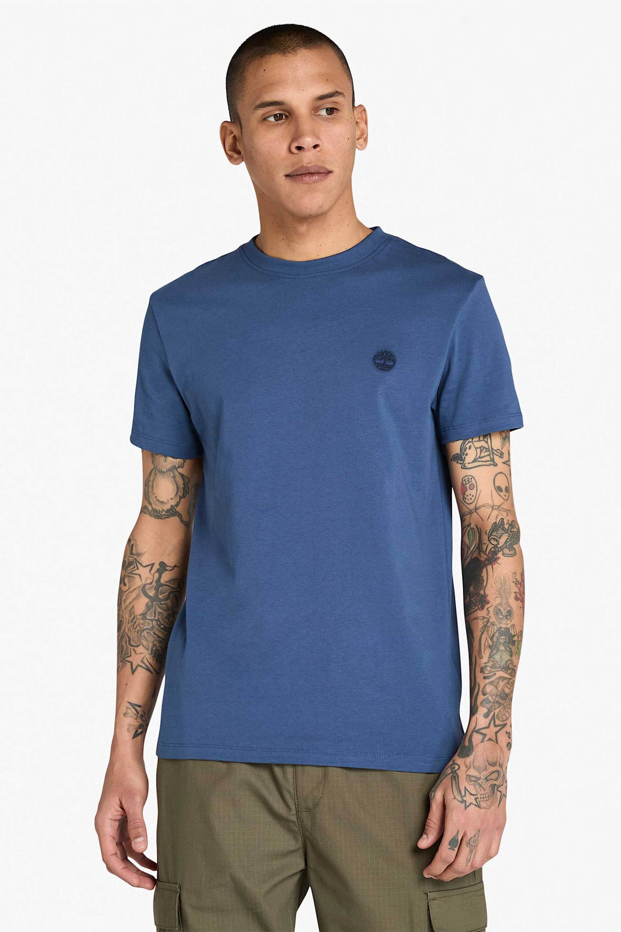 Timberland ανδρικό T-shirt με κεντημένο tree logo Slim Fit "Dunstan River" - TB0A2BPREYO1 Μπλε