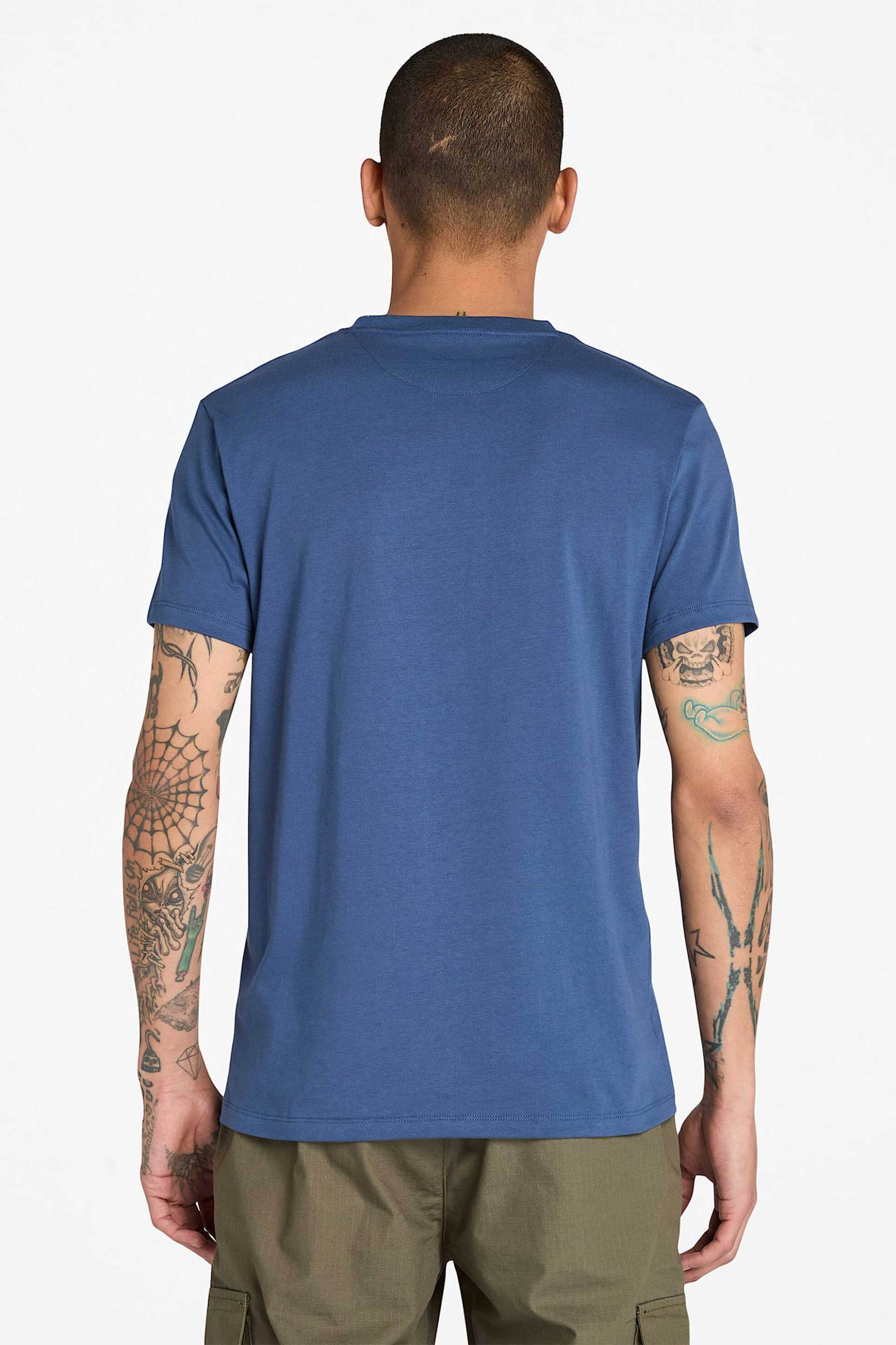 Timberland Ανδρικό T-Shirt με Κεντημένο Tree Logo Slim Fit Dunstan River - Tb0A2Bpreyo1 Μπλε