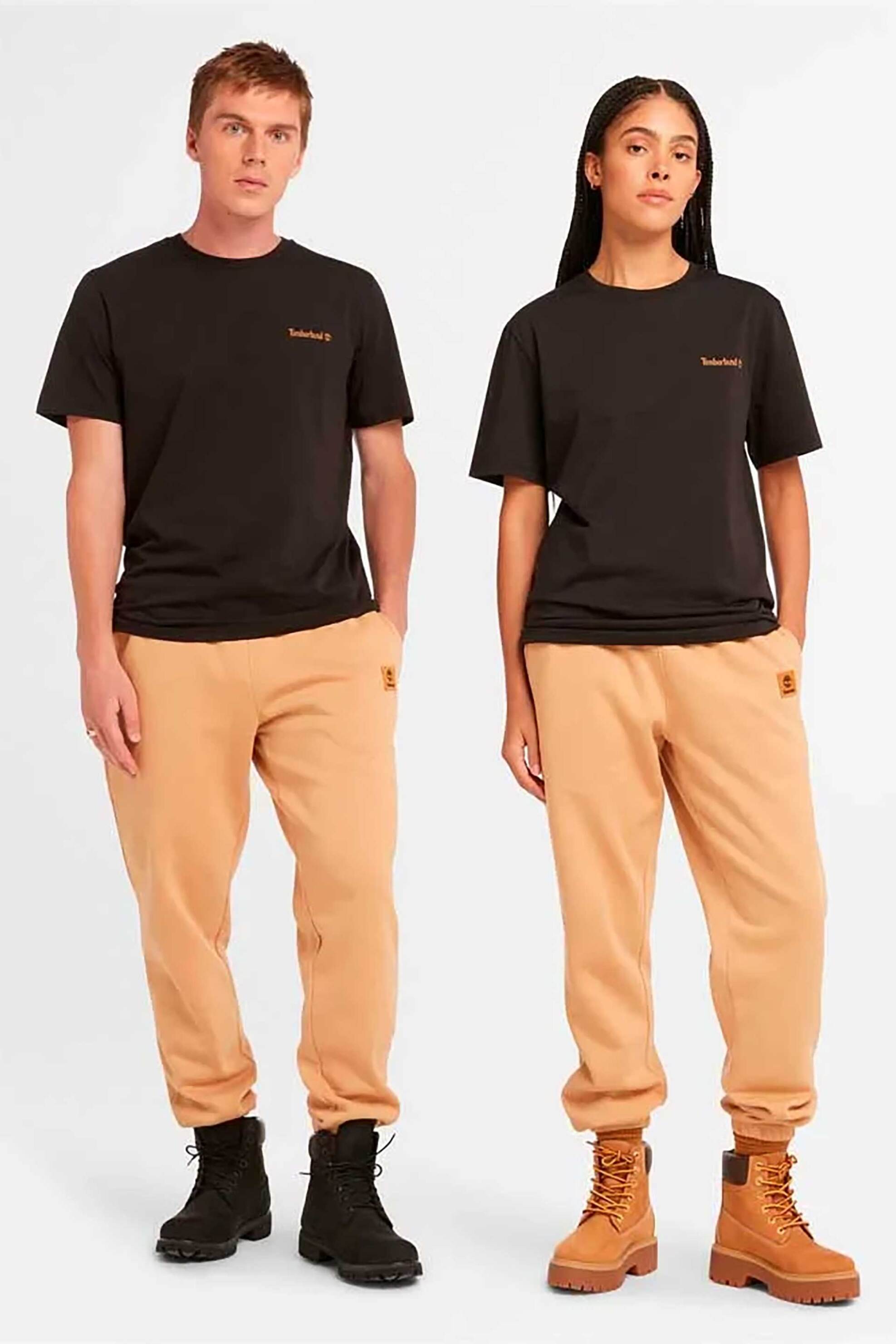 Timberland unisex T-shirt με λογότυπο Regular Fit "Small Linear Logo" - TB0A5QQT0011 Μαύρο