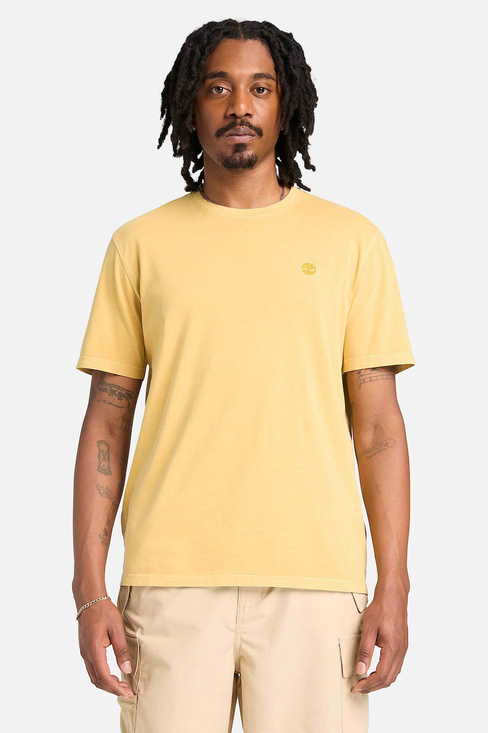 Timberland ανδρικό T-shirt Authentic Fit "Dunstan Garment Dye" - TB0A5YAYA7H1 Κίτρινο