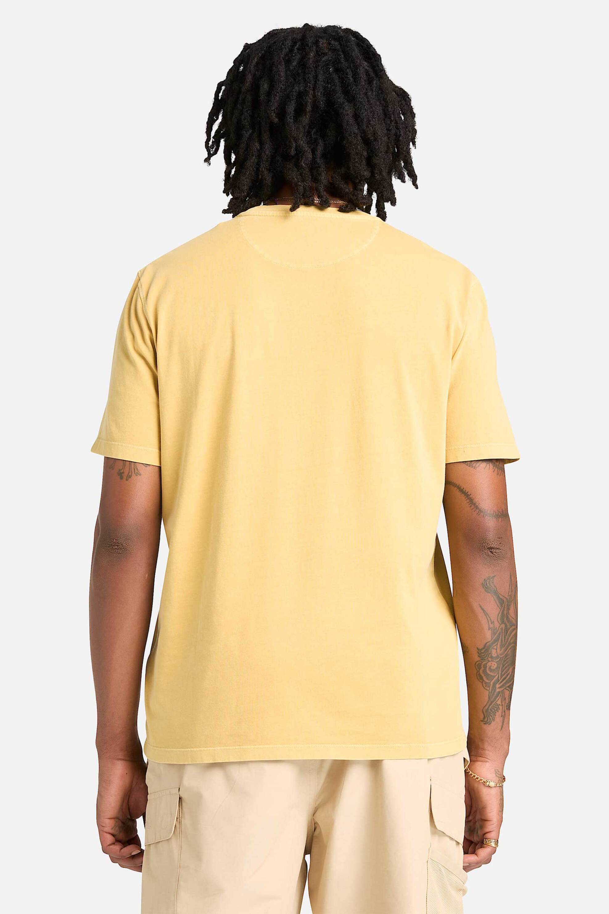 Timberland Ανδρικό T-Shirt Authentic Fit Dunstan Garment Dye - Tb0A5Yaya7H1 Κίτρινο