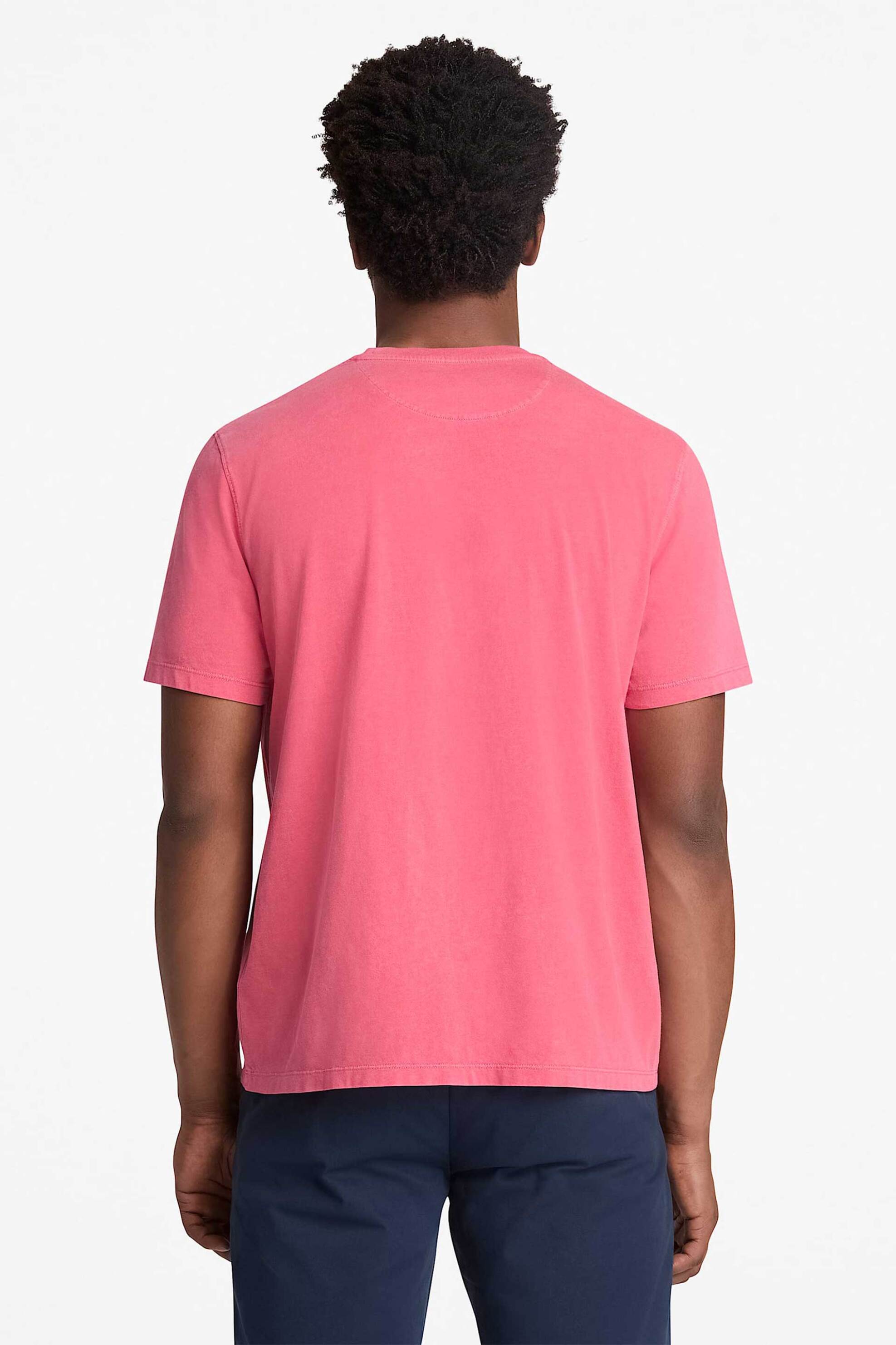 Timberland Ανδρικό T-Shirt Authentic Fit Dunstan Garment Dye - Tb0A5Yayn961 Ροζ Hot