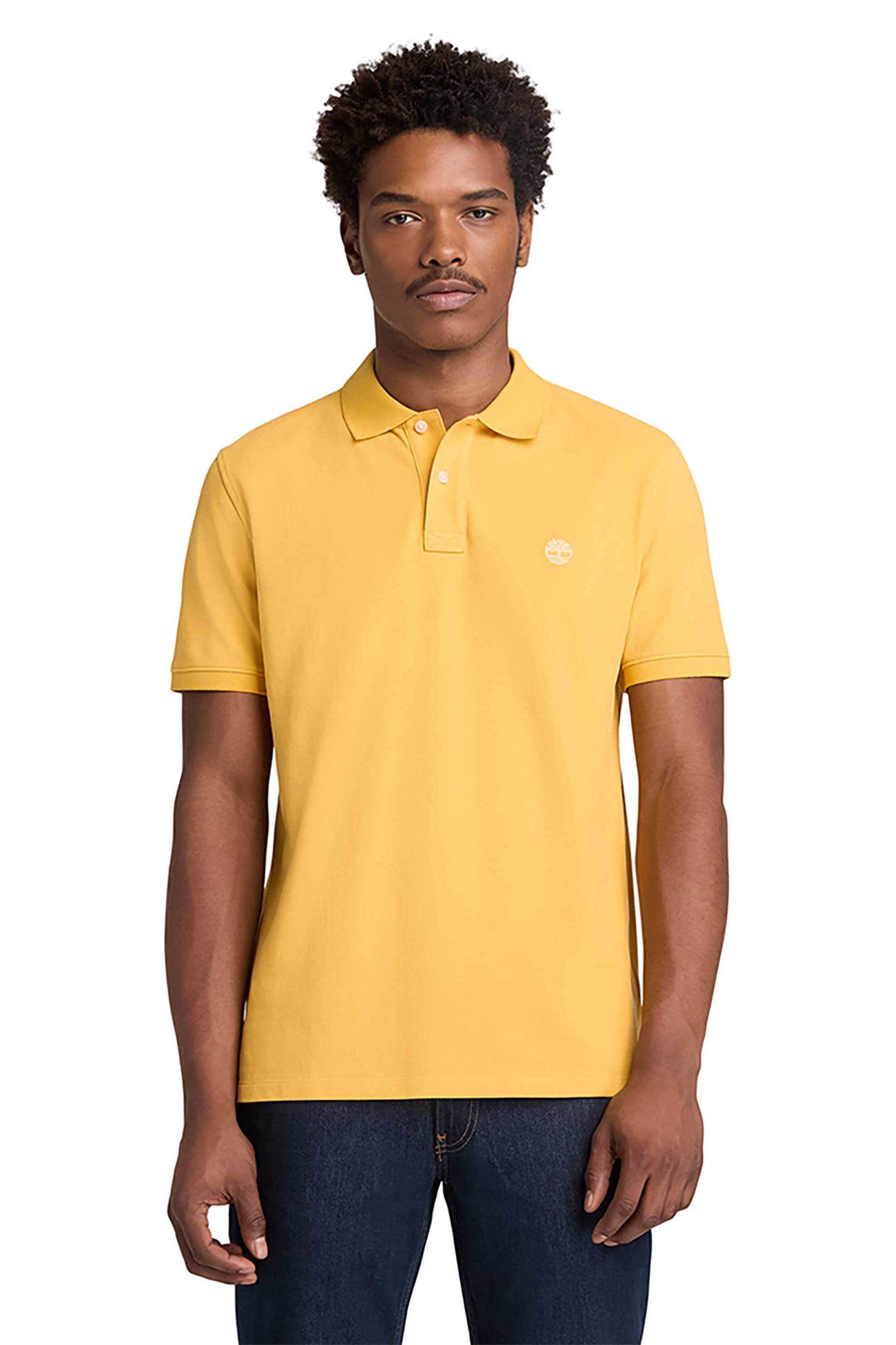 Timberland ανδρική μπλούζα πόλο πικέ με κεντημένο logo tree Regular Fit "Millers River" - TB0A6VDP7141 Κίτρινο